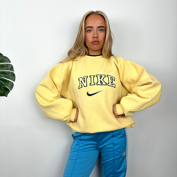 Nike Yellow Embroidered Spell Out Sweatshirt (L)