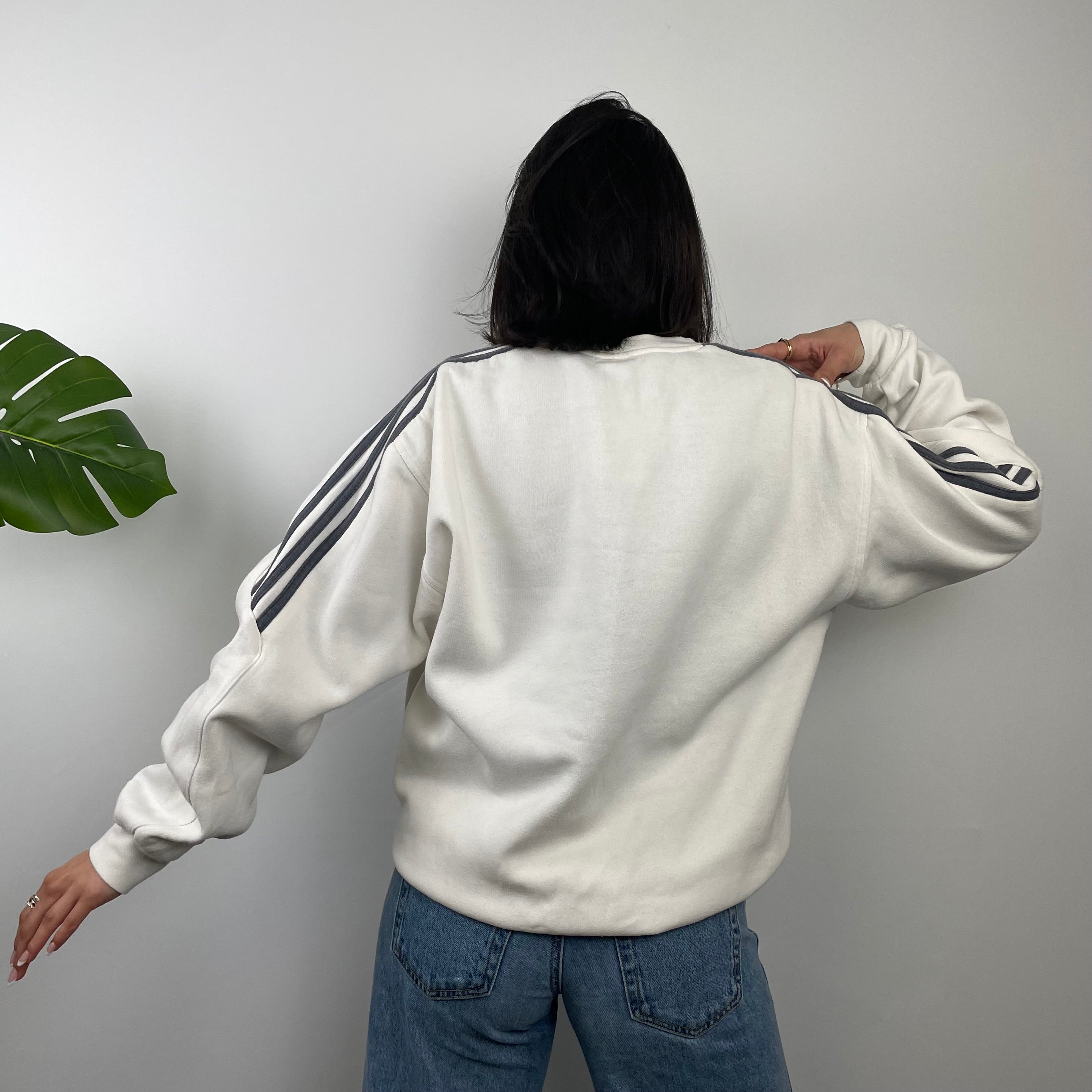 Adidas White Embroidered Spell Out Sweatshirt (L)