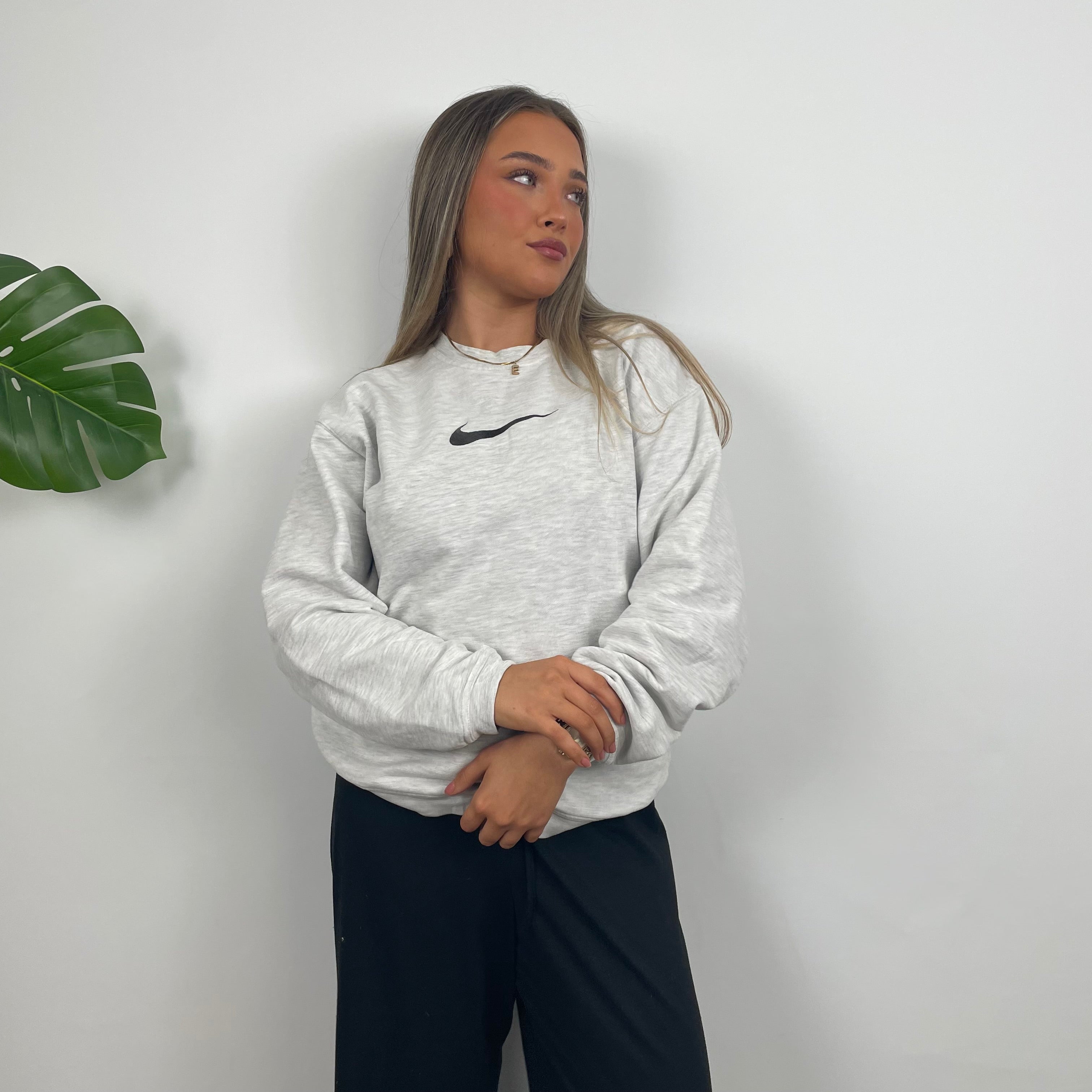 Nike Grey Embroidered Swoosh Sweatshirt (M)