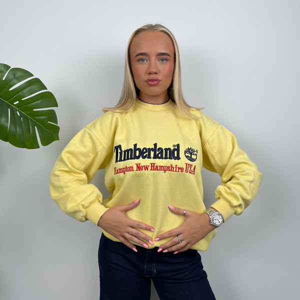 Timberland Yellow Embroidered Spell Out Sweatshirt (M)