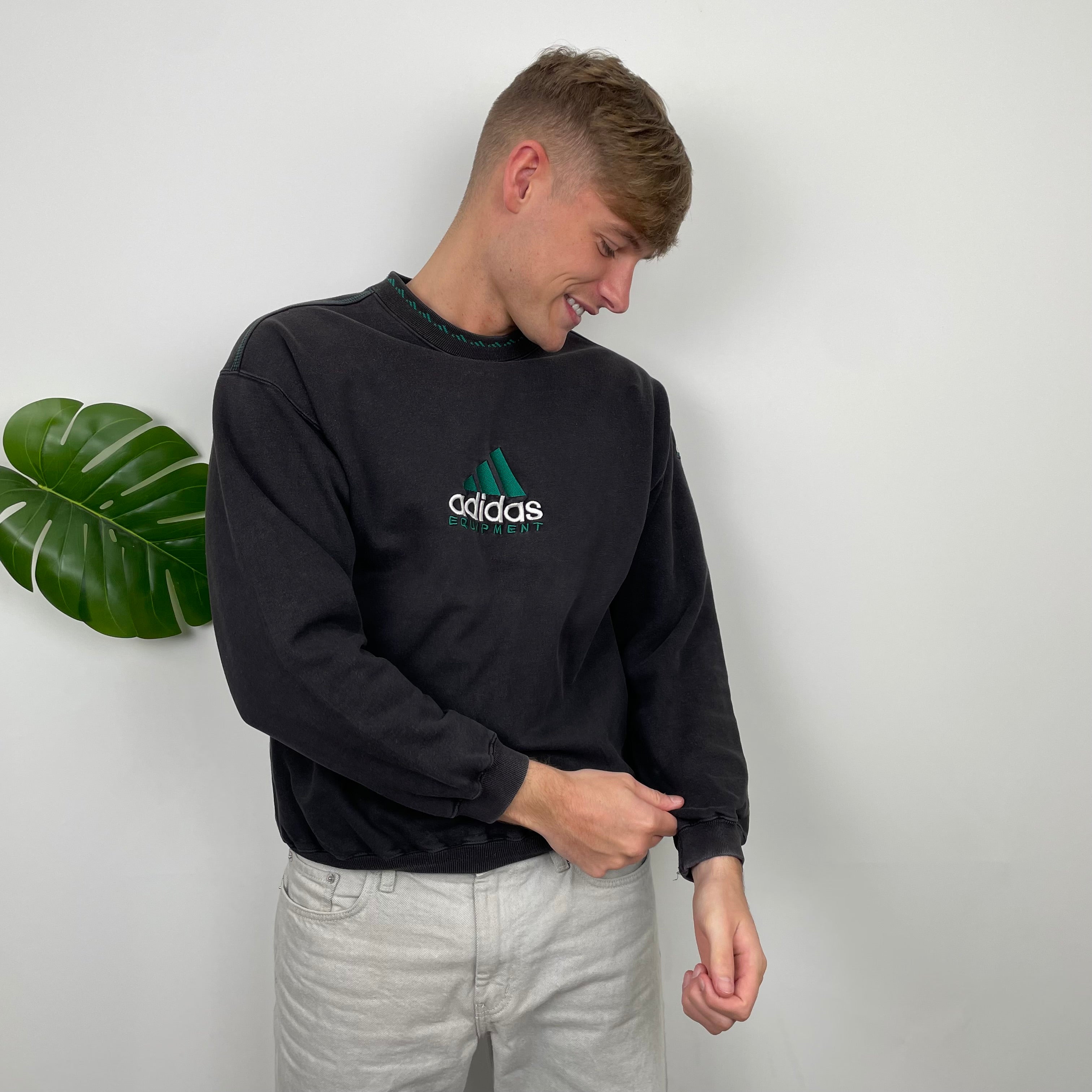 Adidas Equipment Black Embroidered Spell Out Sweatshirt (S)