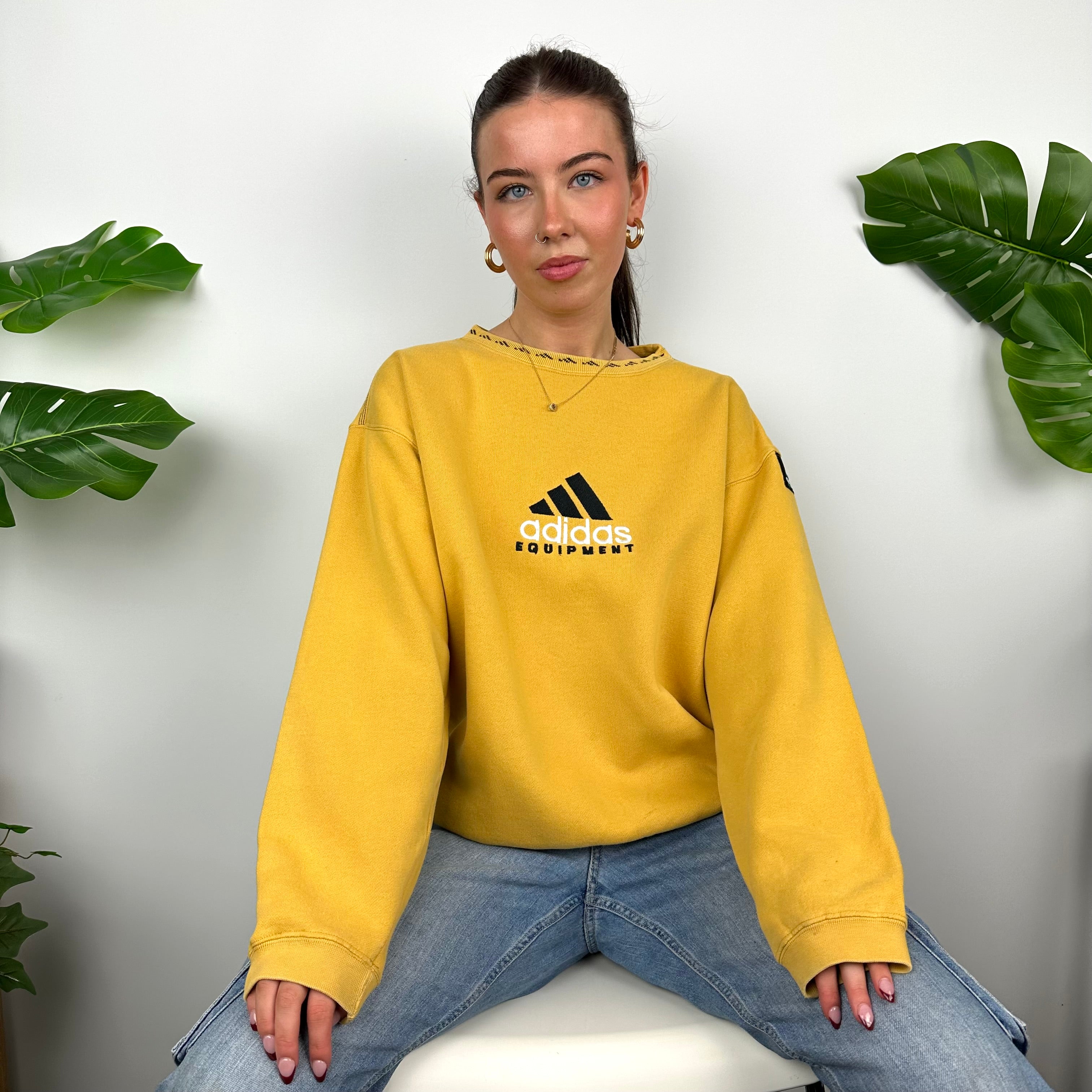 Adidas Equipment Yellow Embroidered Spell Out Sweatshirt (M)