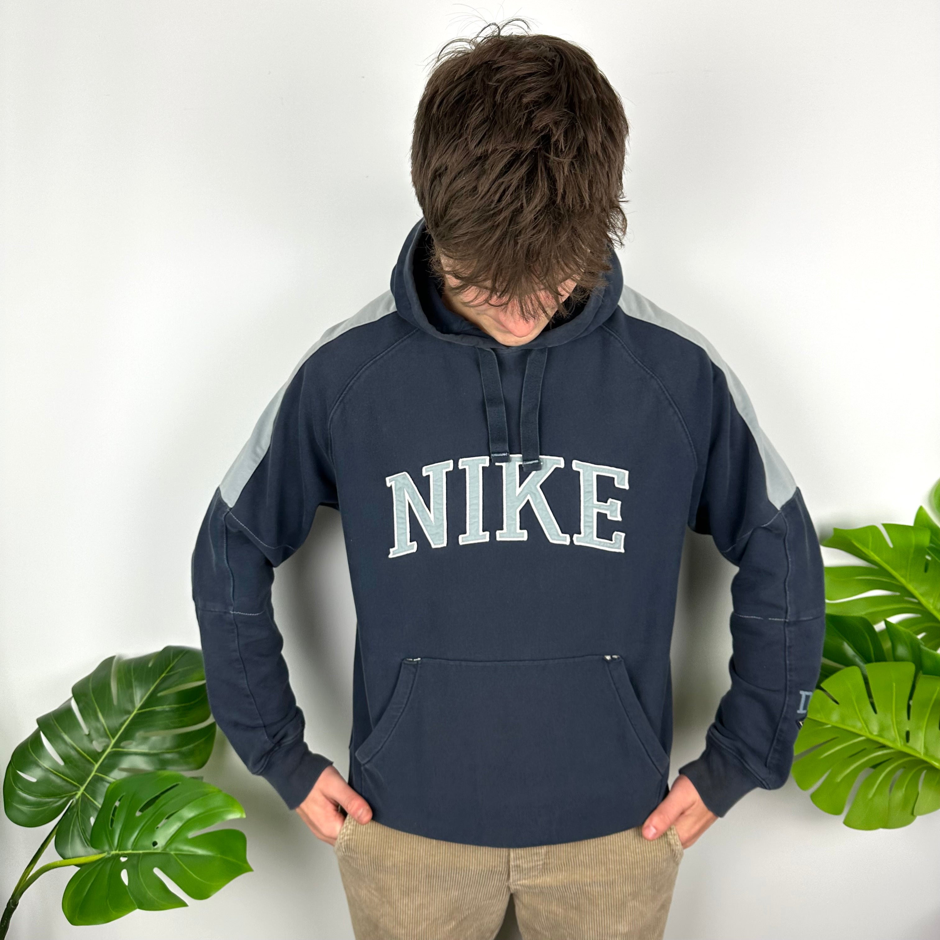 Nike Navy Embroidered Spell Out Hoodie (L)