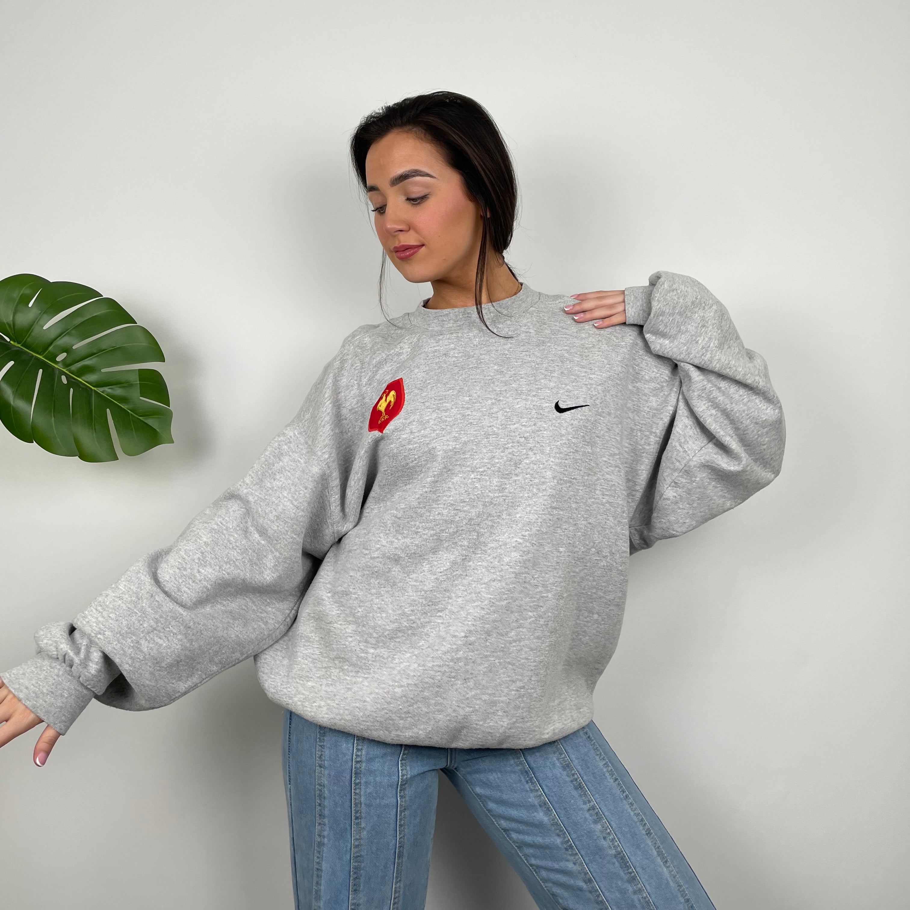 Nike x France Football Federation RARE Grey Embroidered Swoosh Sweatshirt (XL)