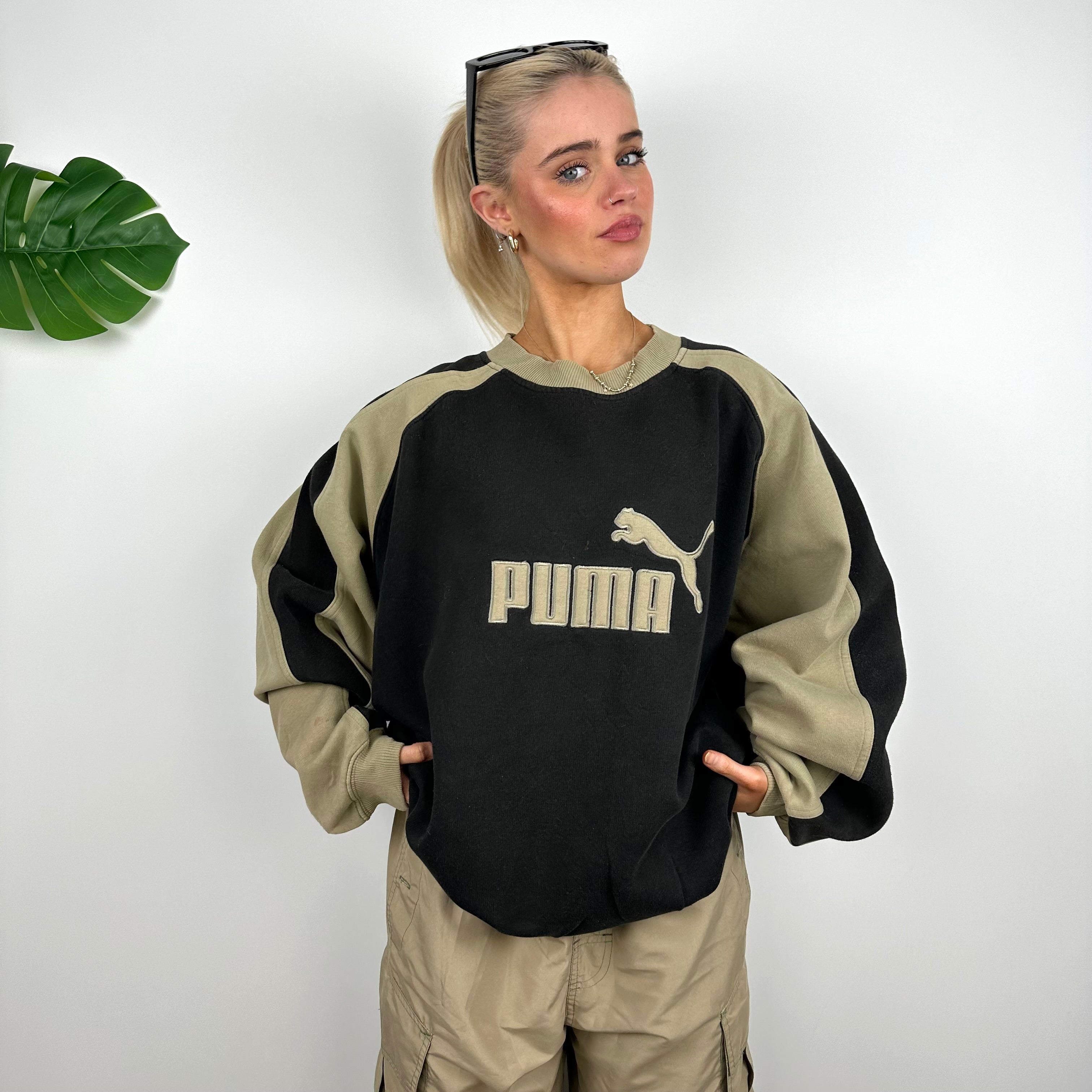 Puma Black Embroidered Spell Out Sweatshirt (M)