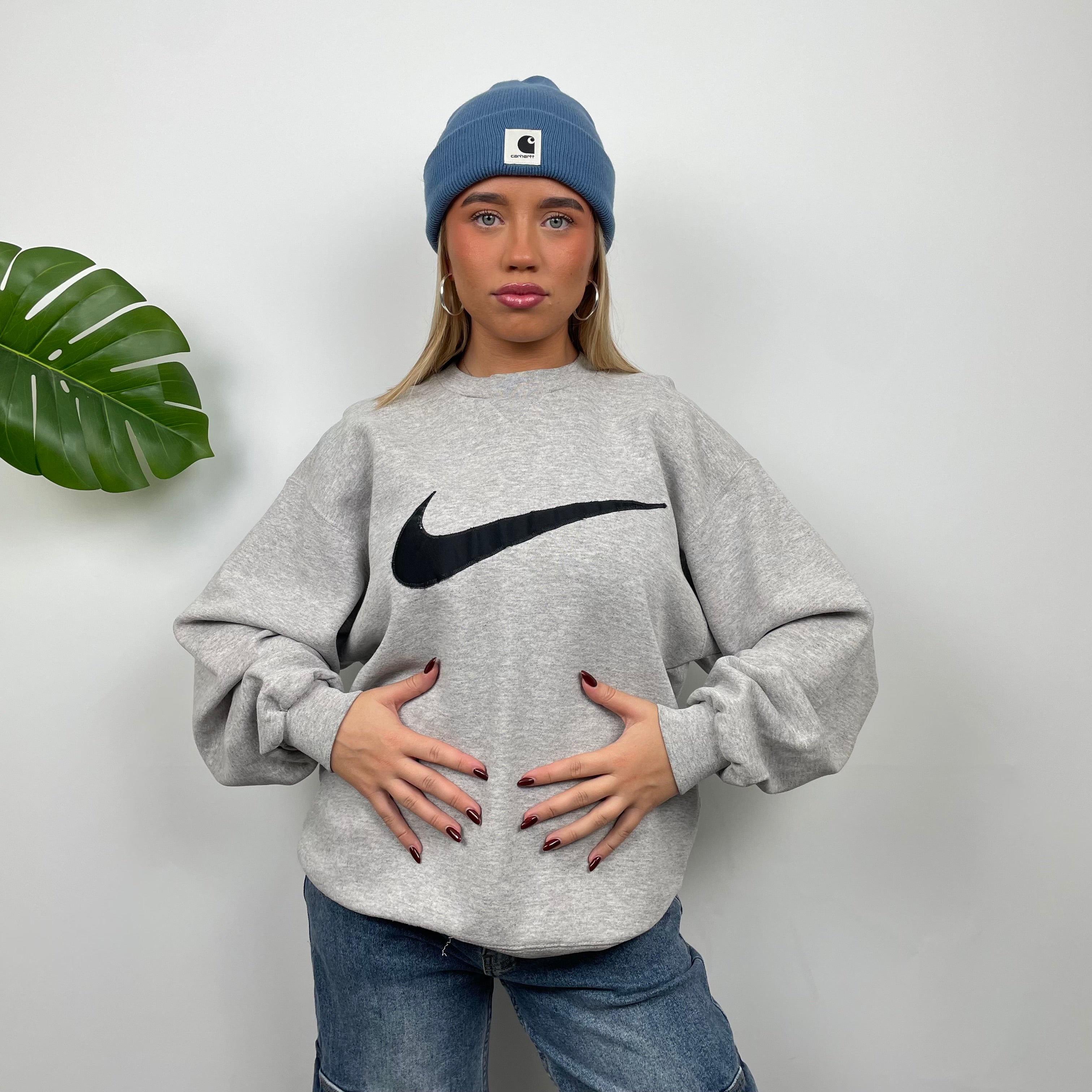 Nike Grey Embroidered Swoosh Sweatshirt (L)