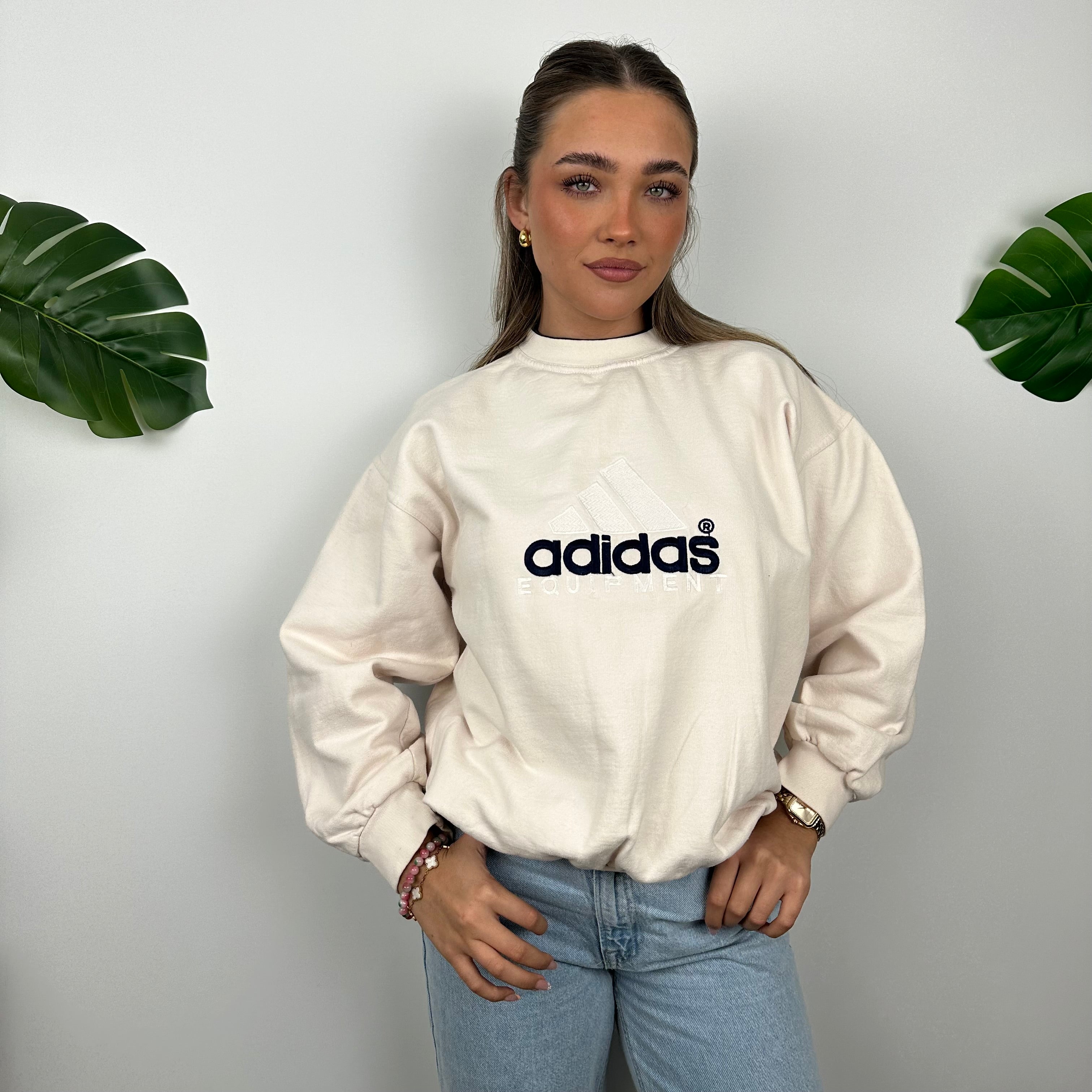 Adidas Equipment RARE Cream Embroidered Spell Out Sweatshirt (M)