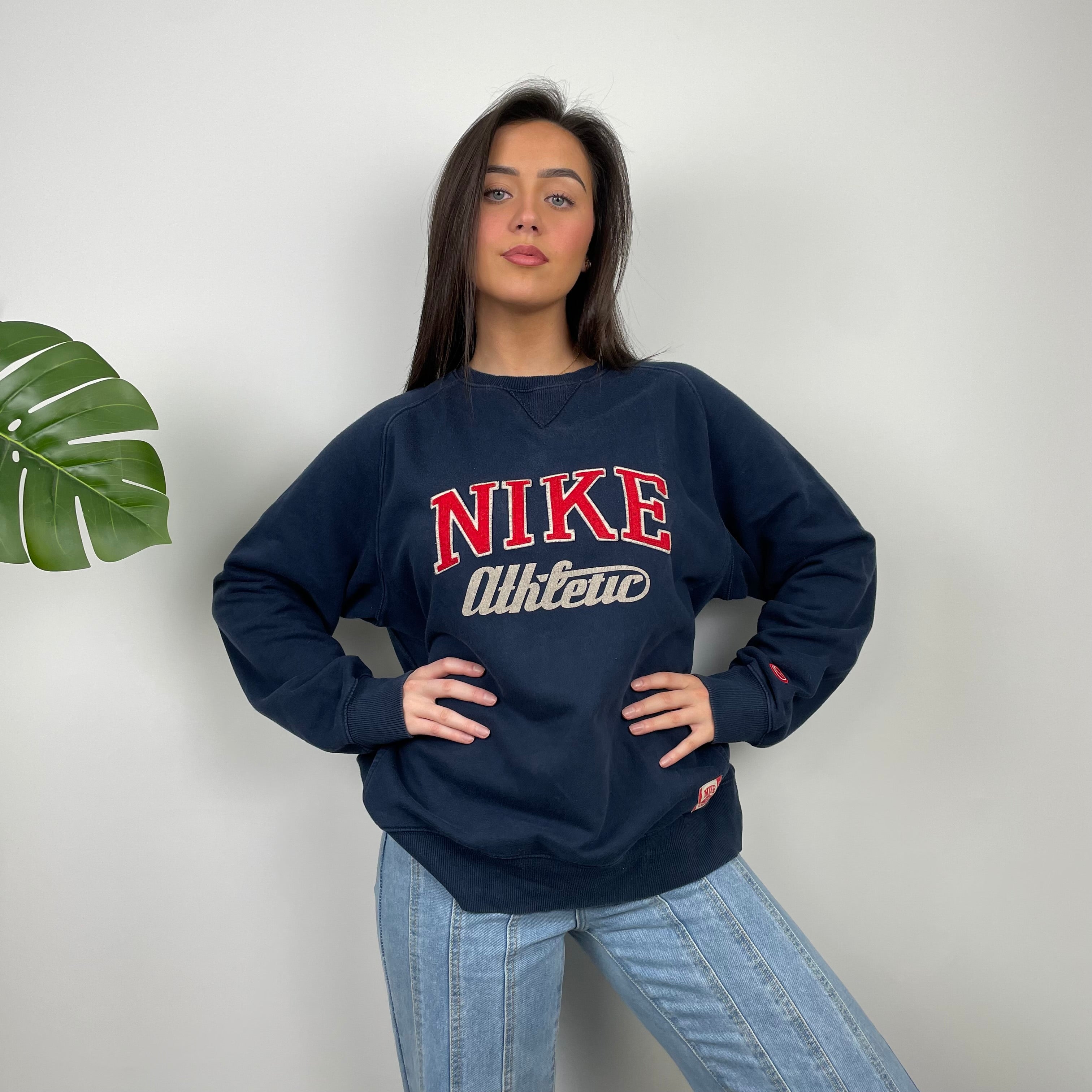 Nike Athletic Navy Embroidered Spell Out Sweatshirt (L)