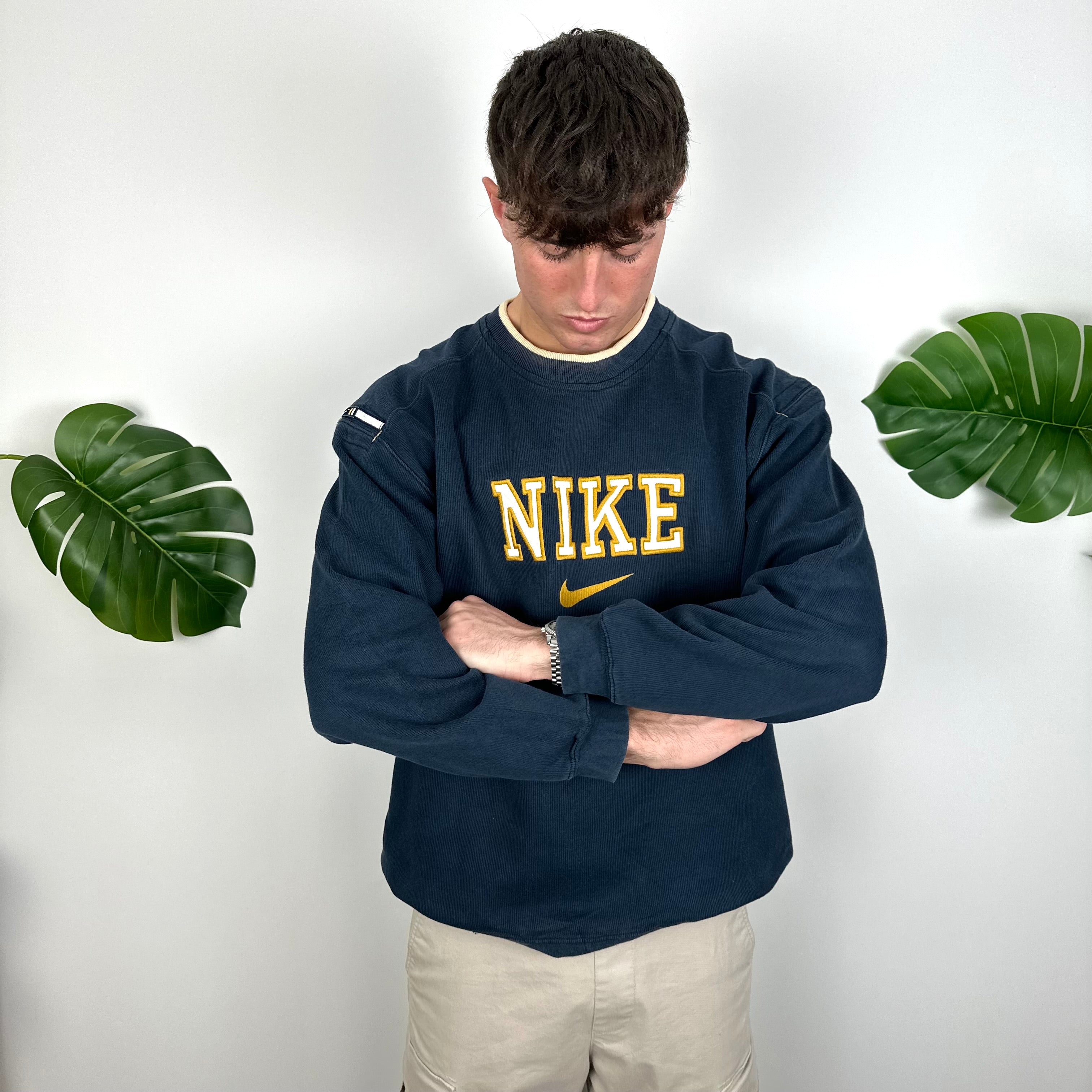 Nike Navy Embroidered Spell Out Sweatshirt (L)