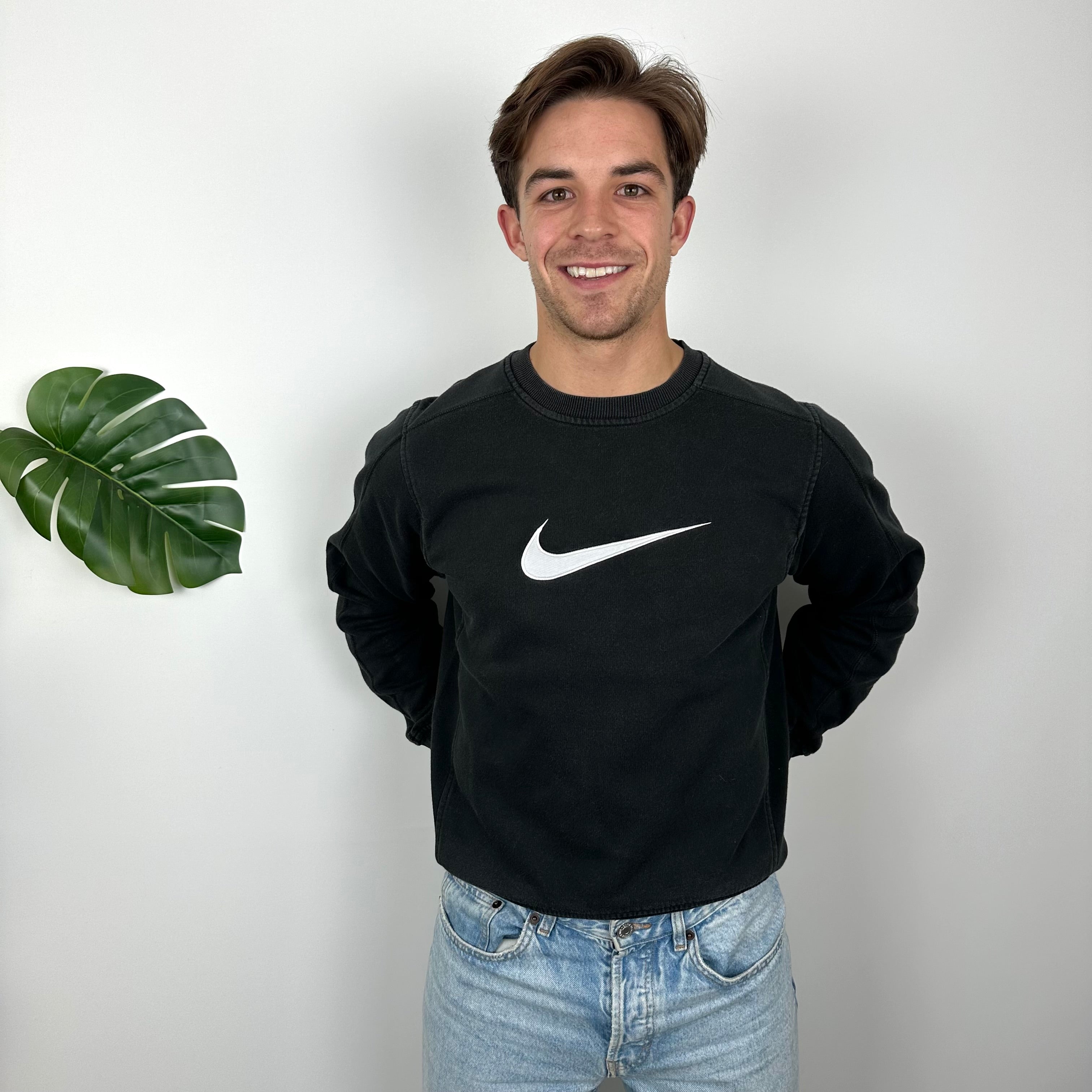 Nike Black Embroidered Swoosh Sweatshirt (S)