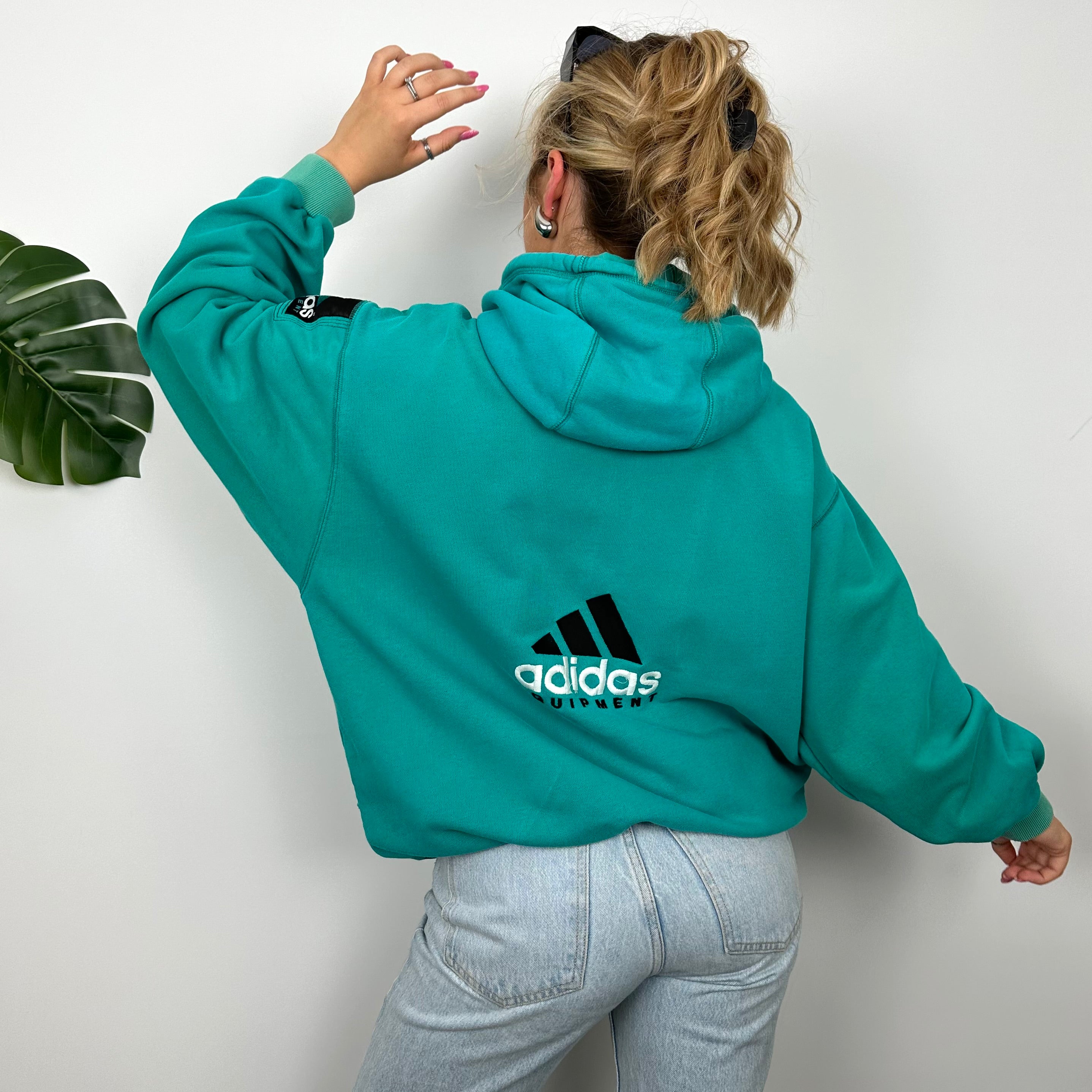 Adidas Equipment EQT RARE Turquoise Embroidered Spell Out Zip Up Hoodie Jacket (L)