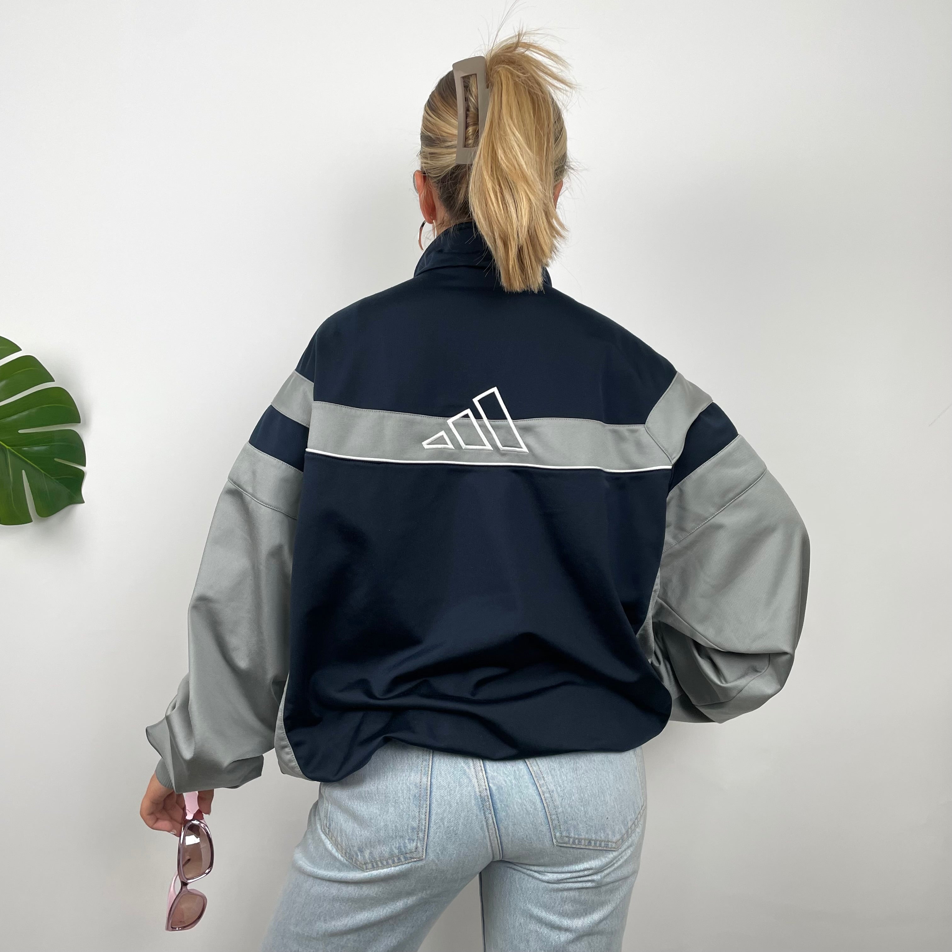 Adidas Embroidered Spell Out Zip Up Track Jacket (L)