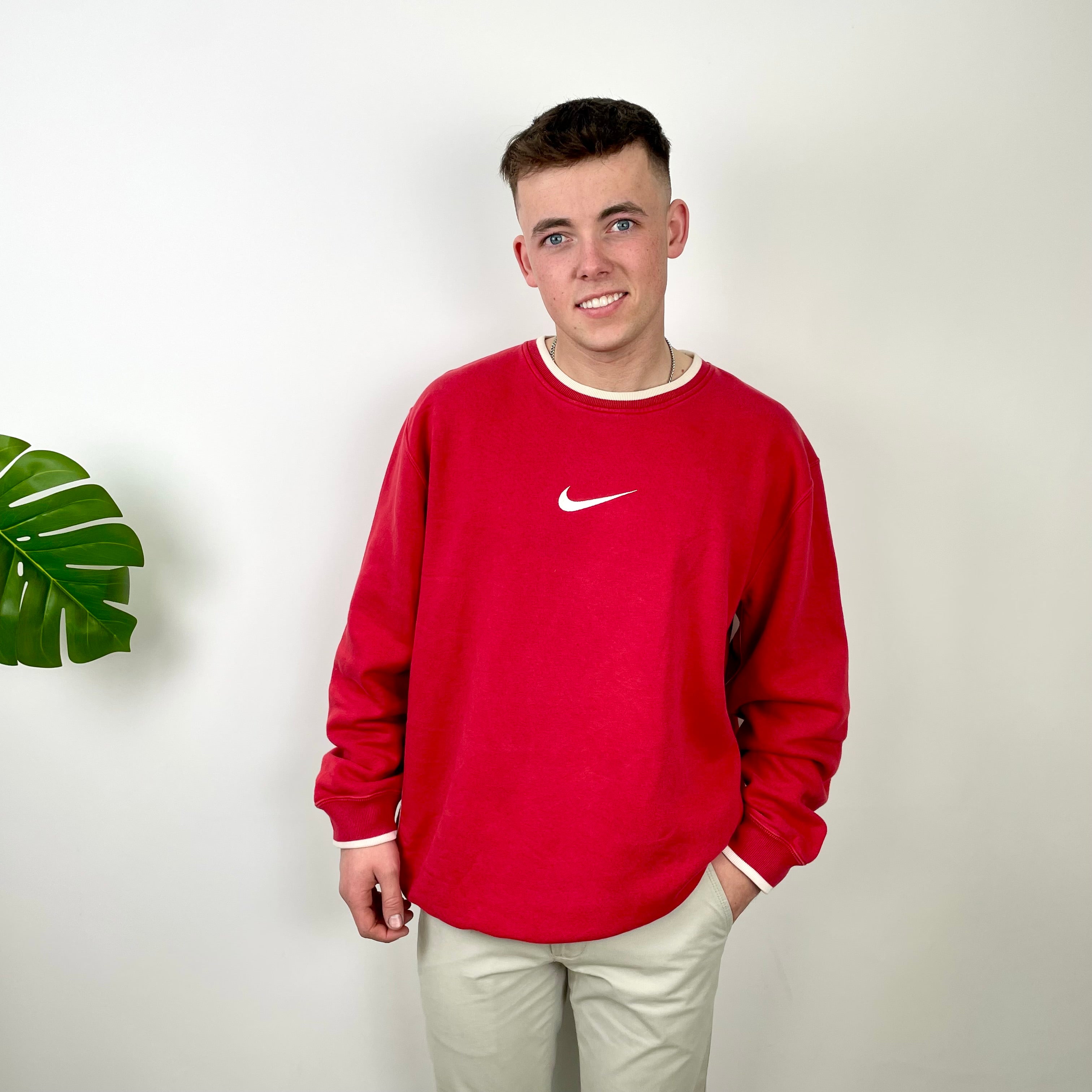 Nike Red Embroidered Swoosh Sweatshirt (XXL)