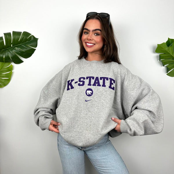 Nike x K State Grey Embroidered Spell Out Sweatshirt (M)