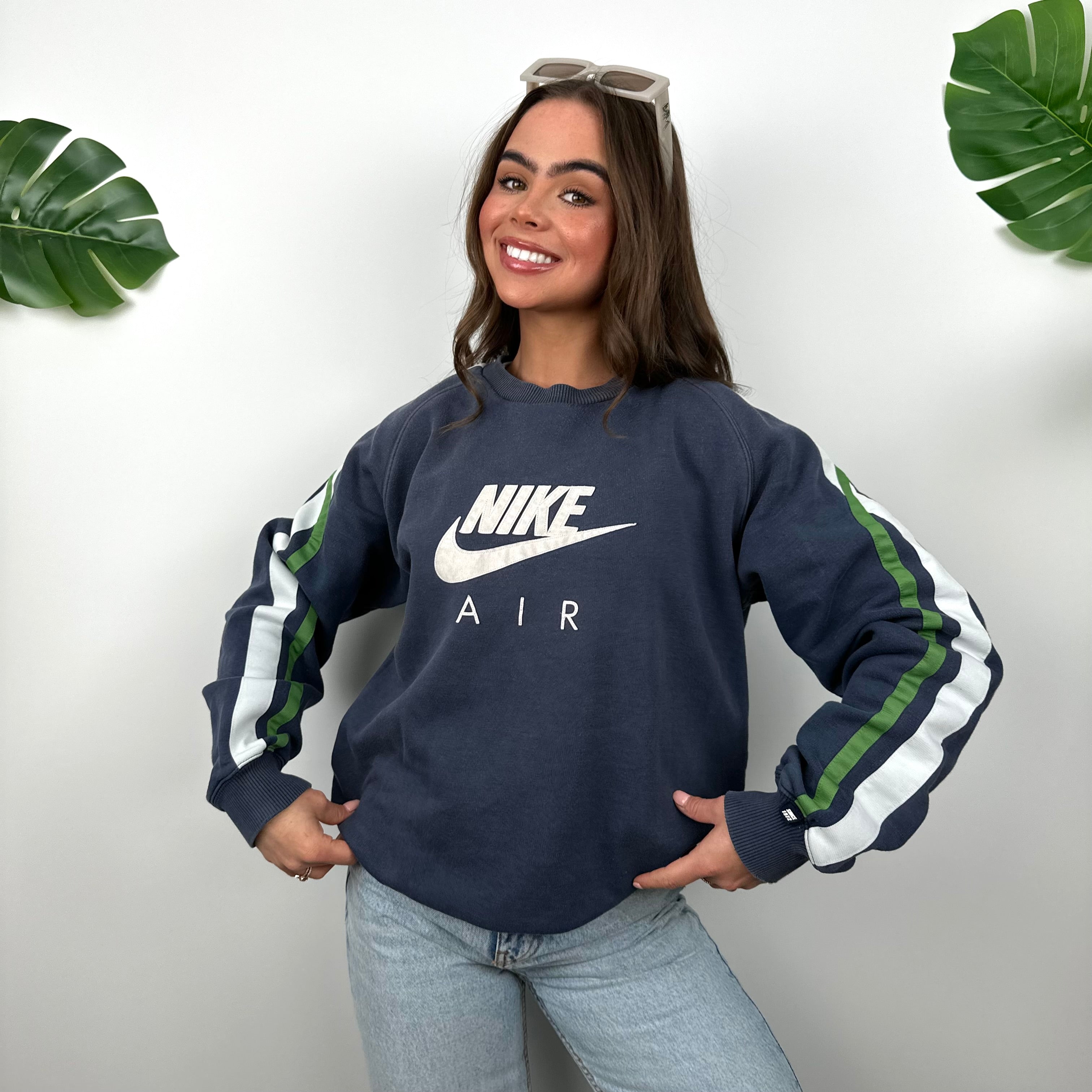 Nike Air Navy Embroidered Spell Out Sweatshirt (M)