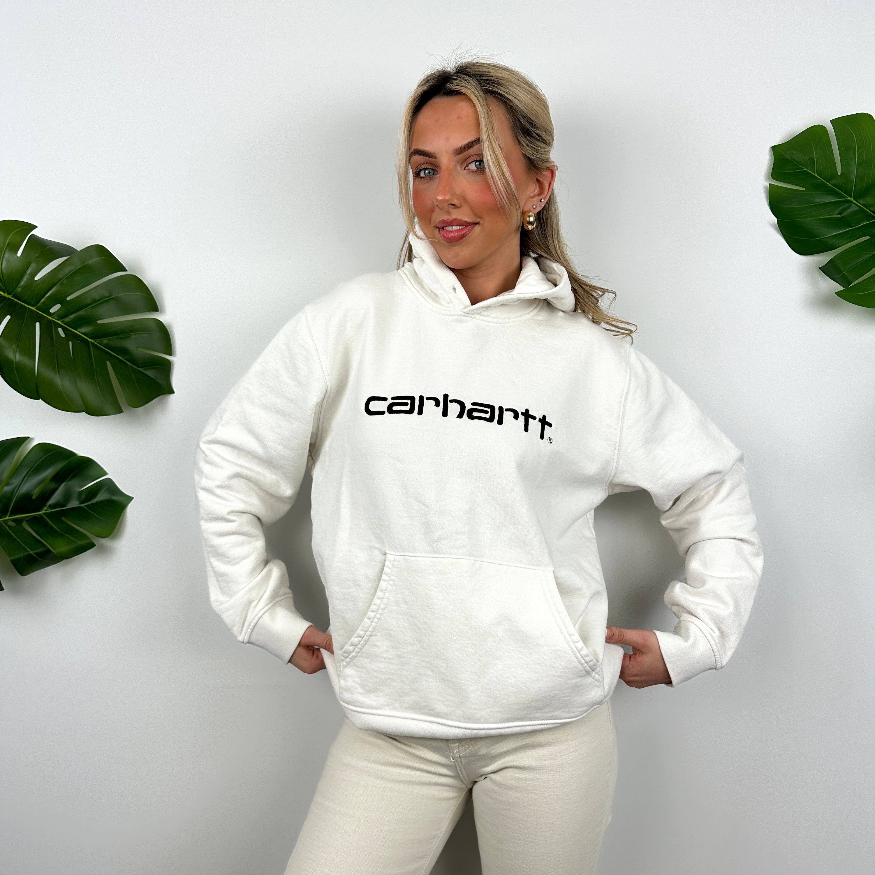 Carhartt White Embroidered Spell Out Hoodie (S)