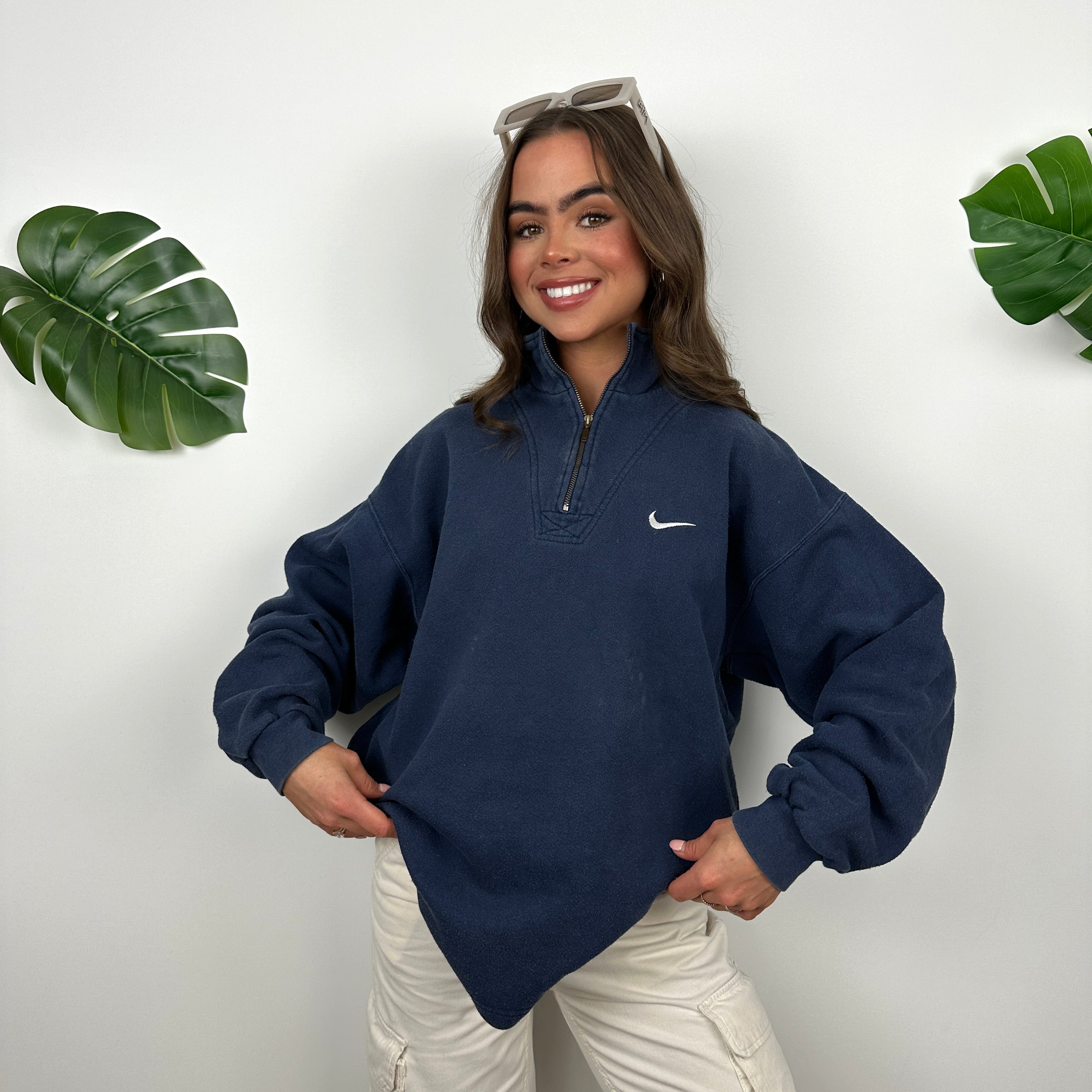 Nike Navy Embroidered Swoosh Quarter Zip (M)