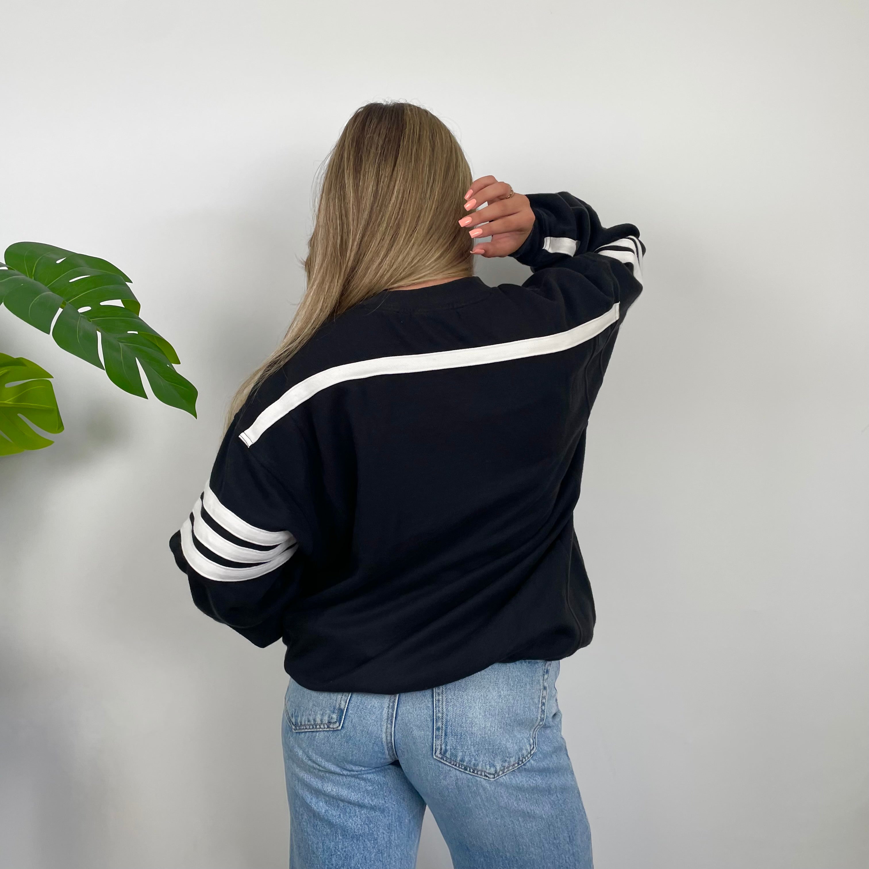 Adidas Black Embroidered Spell Out Sweatshirt (L)
