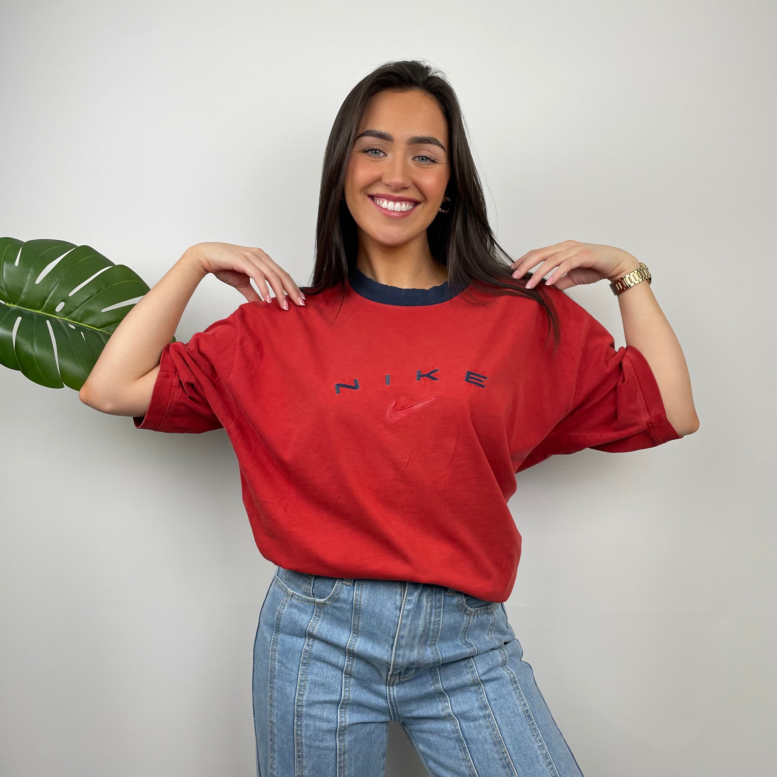 Nike Red Embroidered Spell Out T Shirt (S)