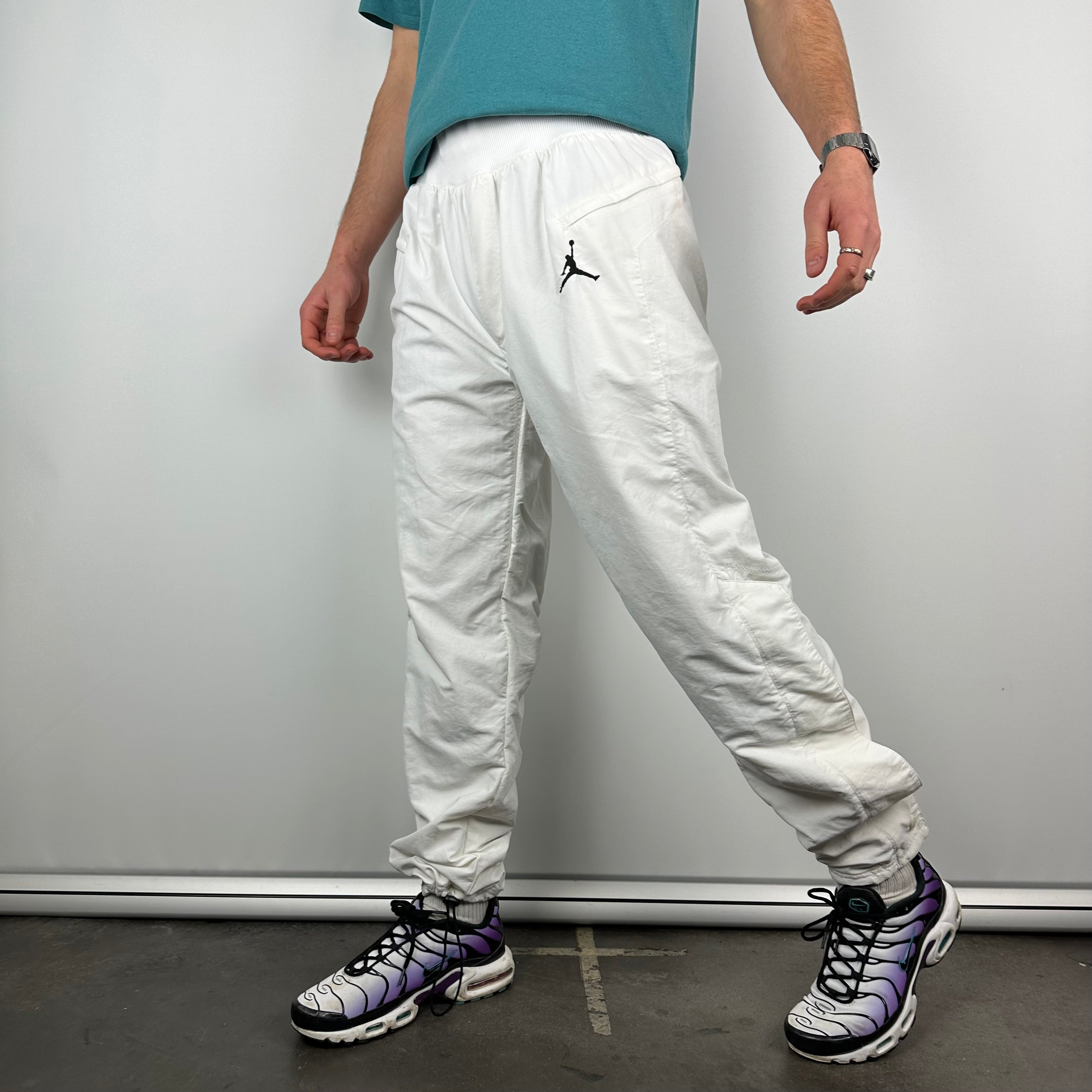 Nike Air Jordan White Spell Out Track Pants (L)