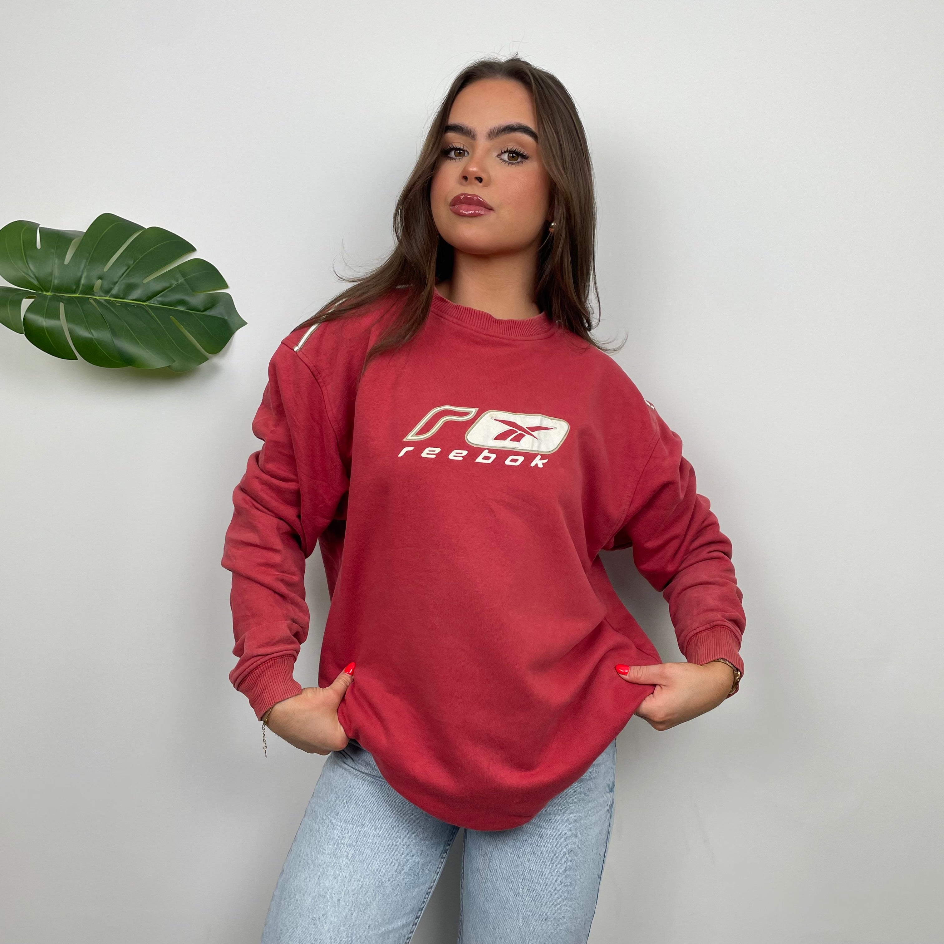 Reebok Red Embroidered Spell Out Sweatshirt (M)