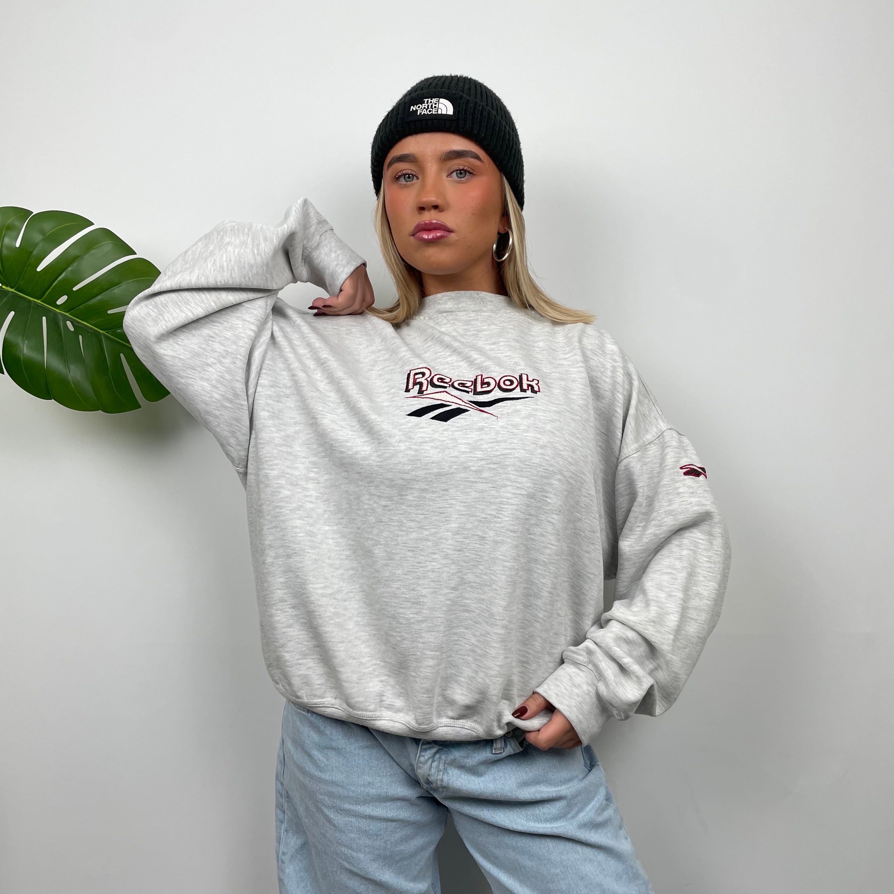 Reebok Grey Embroidered Spell Out Sweatshirt (L)