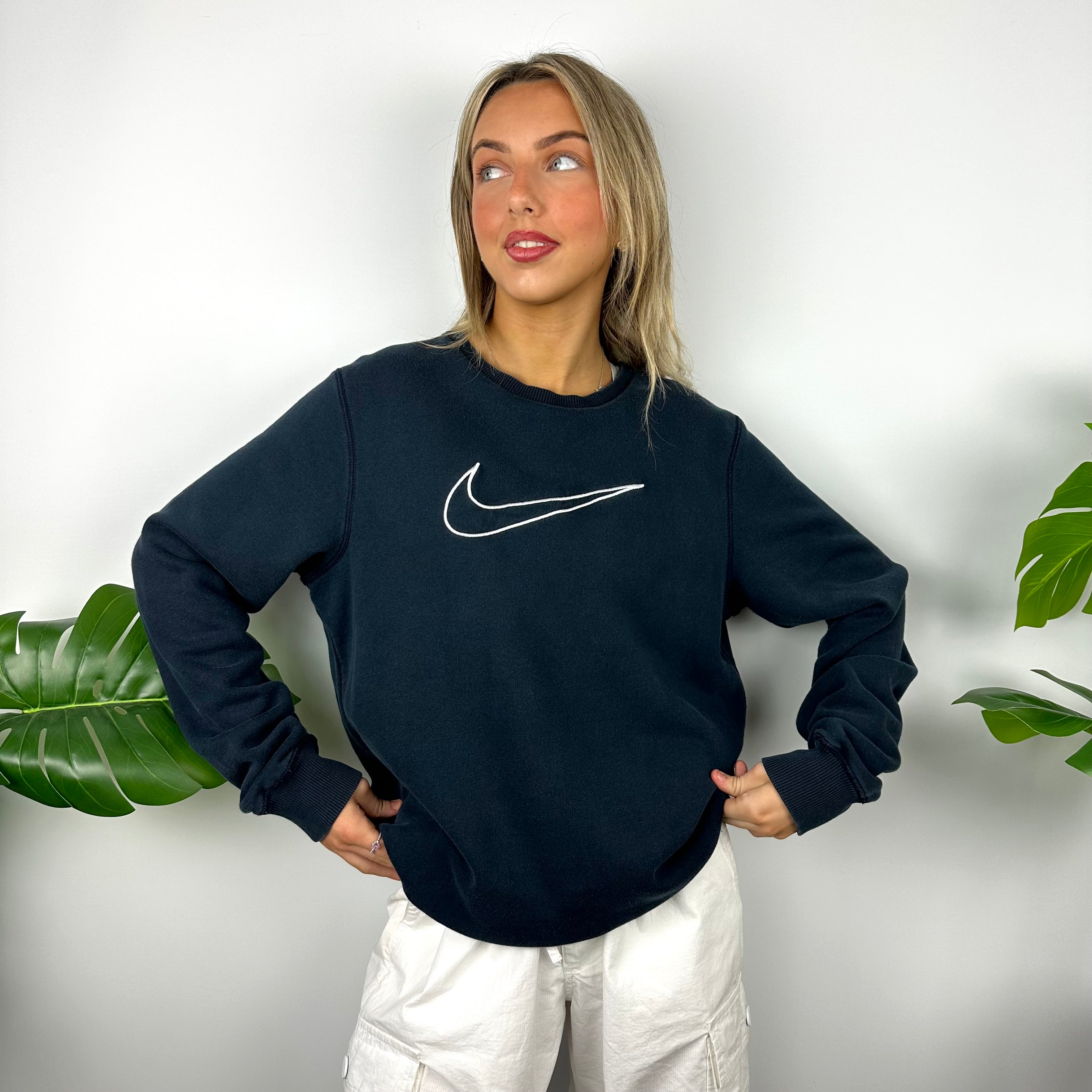 Nike Navy Embroidered Swoosh Sweatshirt (M)