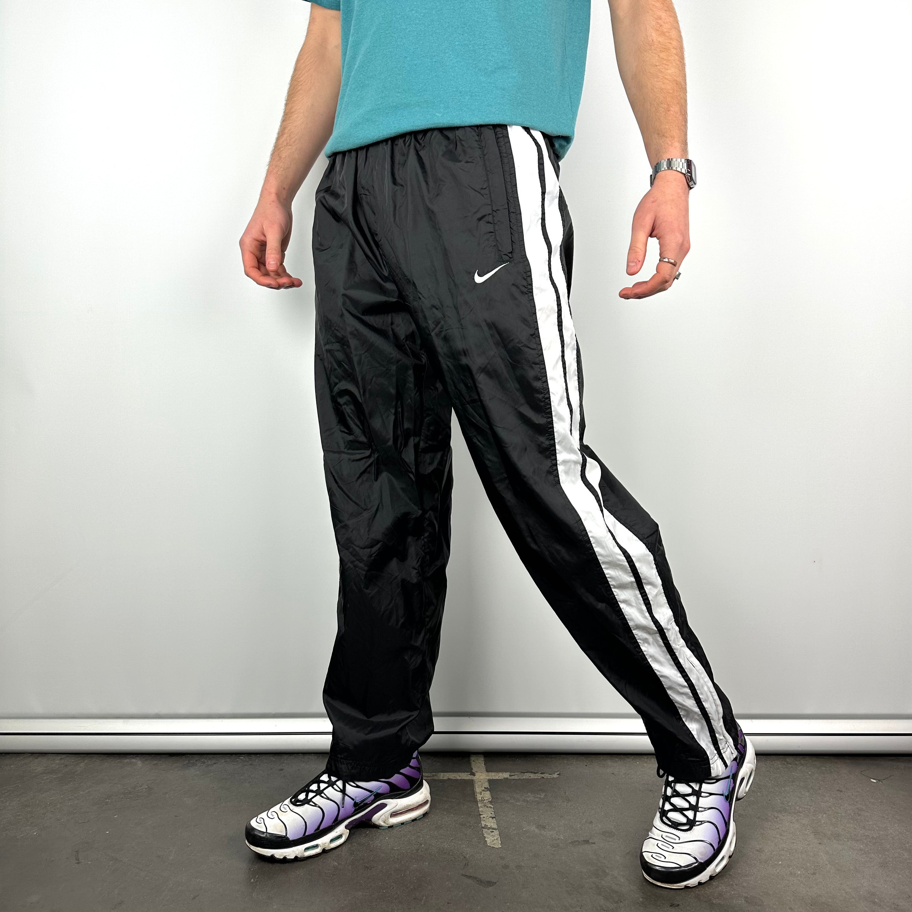 Nike Black Embroidered Swoosh Track Pants (L)