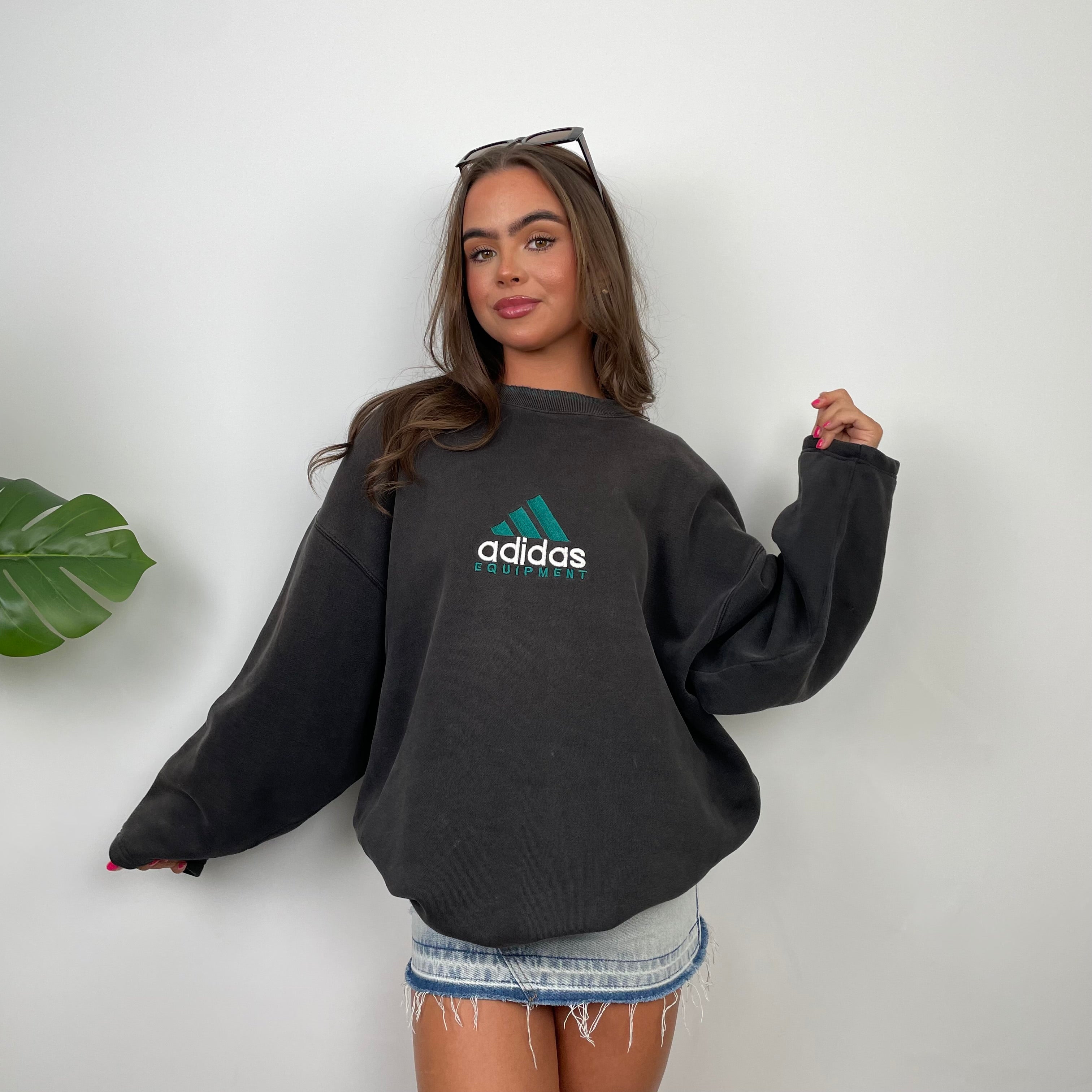 Adidas Equipment Grey Embroidered Spell Out Sweatshirt (M)