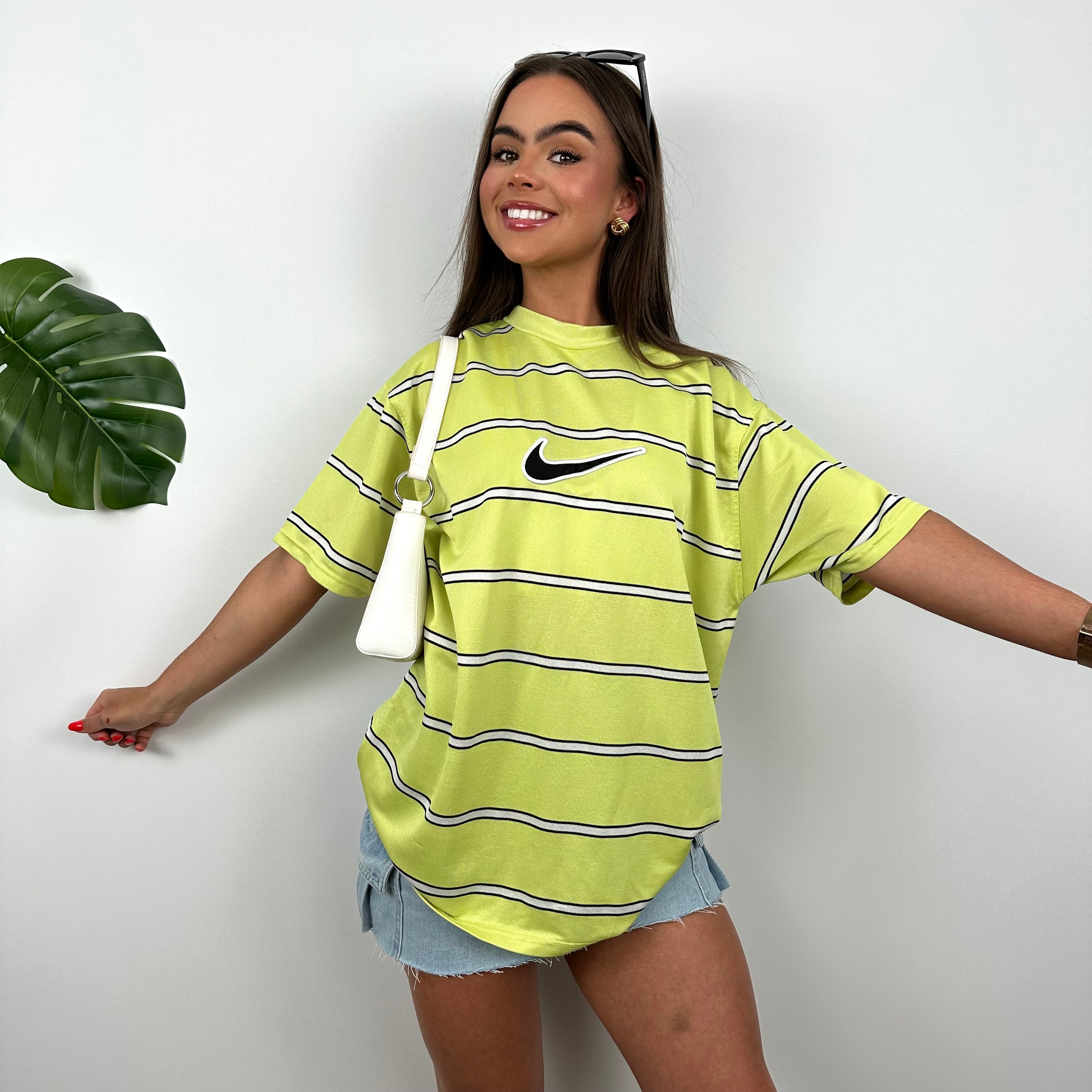 Nike RARE Lime Embroidered Centre Swoosh T Shirt (M)