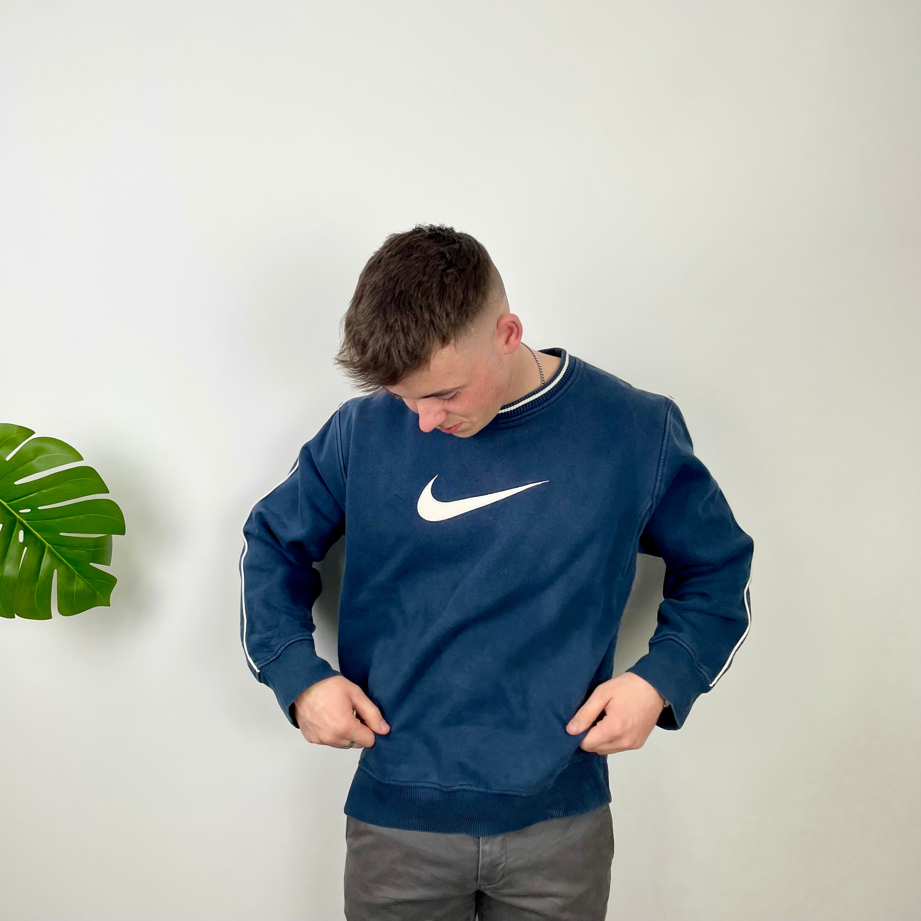 Nike Navy Embroidered Swoosh Sweatshirt (L)