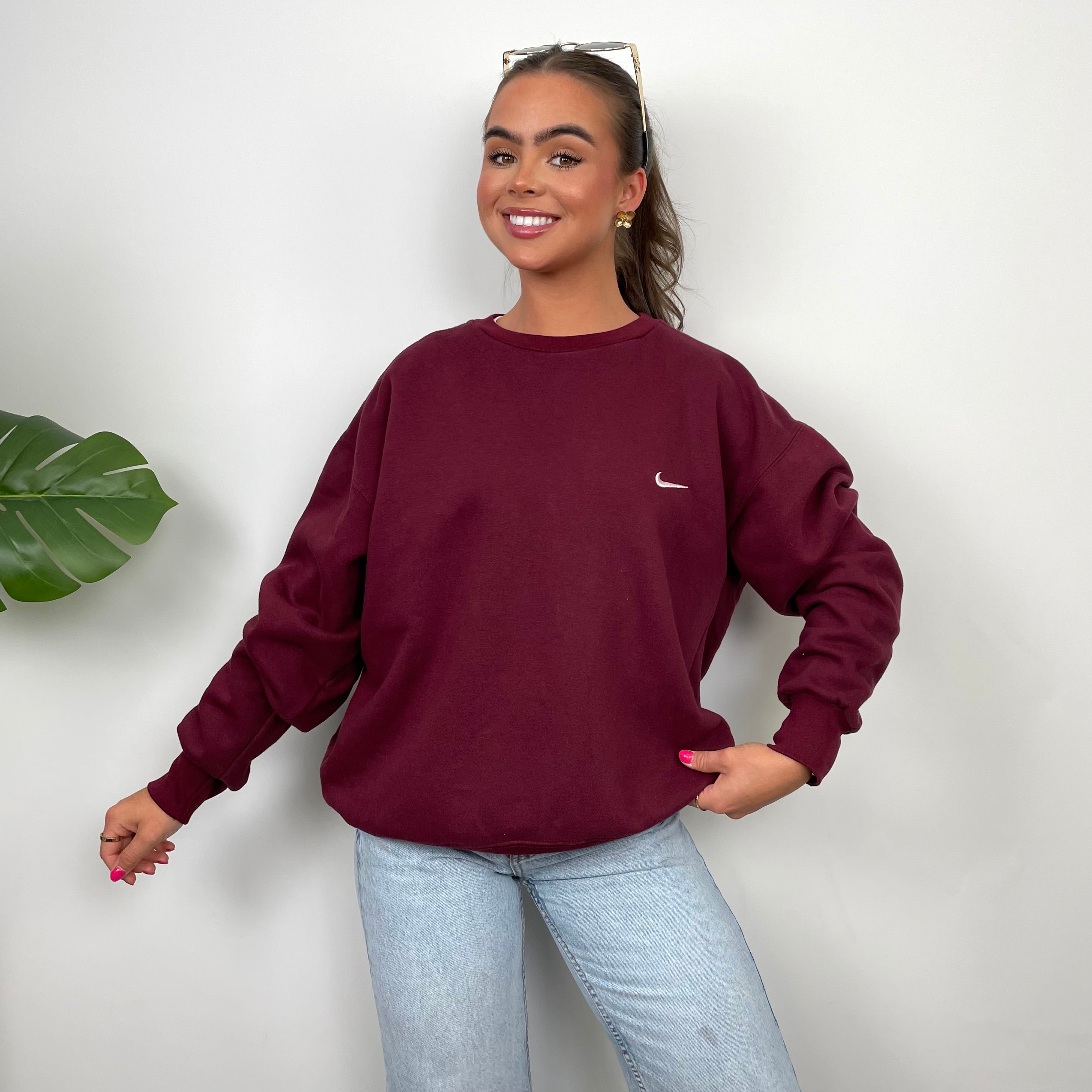 Nike Maroon Embroidered Swoosh Sweatshirt (M)