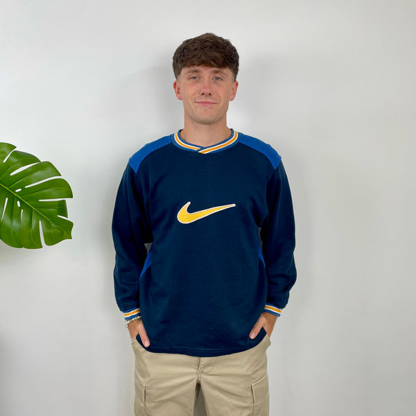 Nike RARE Blue Embroidered Swoosh Sweatshirt (S)
