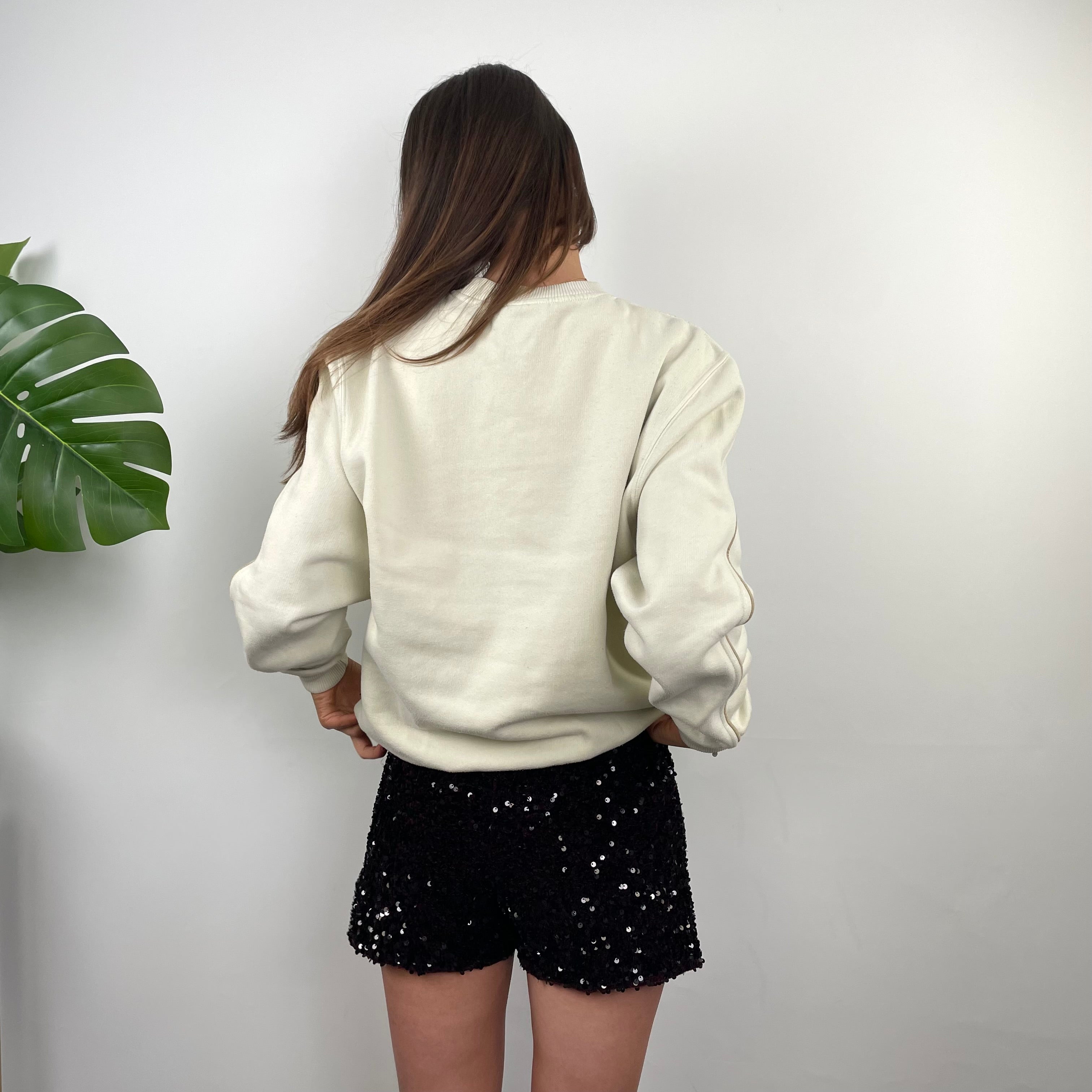 Adidas Cream Embroidered Spell Out Sweatshirt (M)