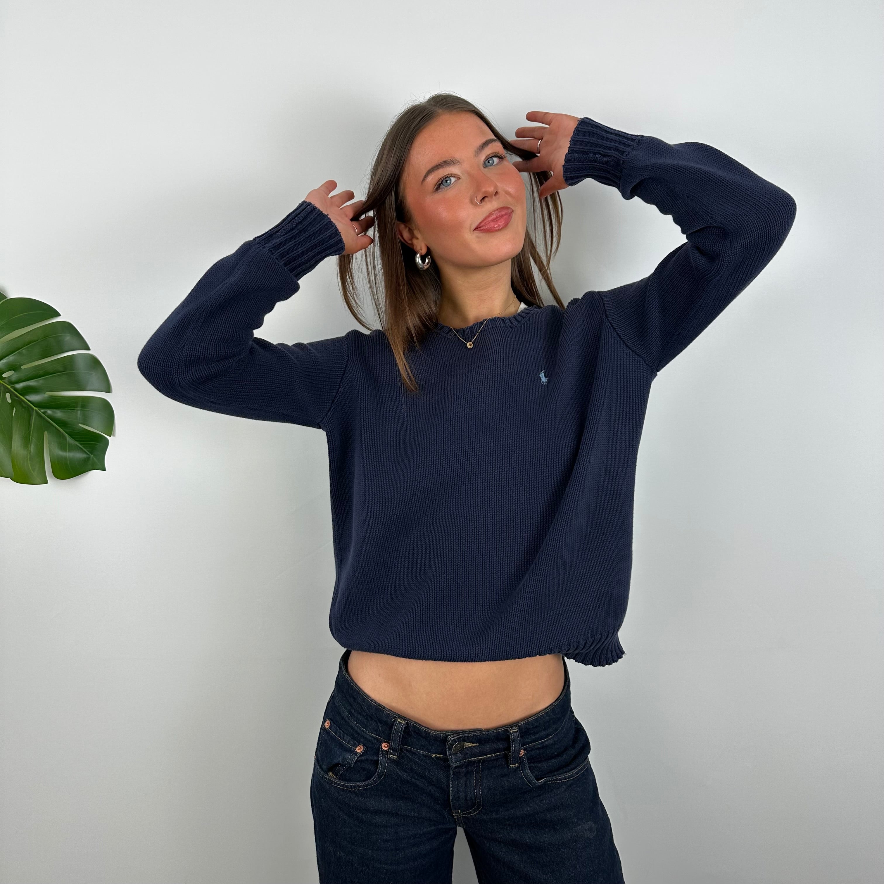 Polo Ralph Lauren Navy Embroidered Logo Knitted Sweater (S)