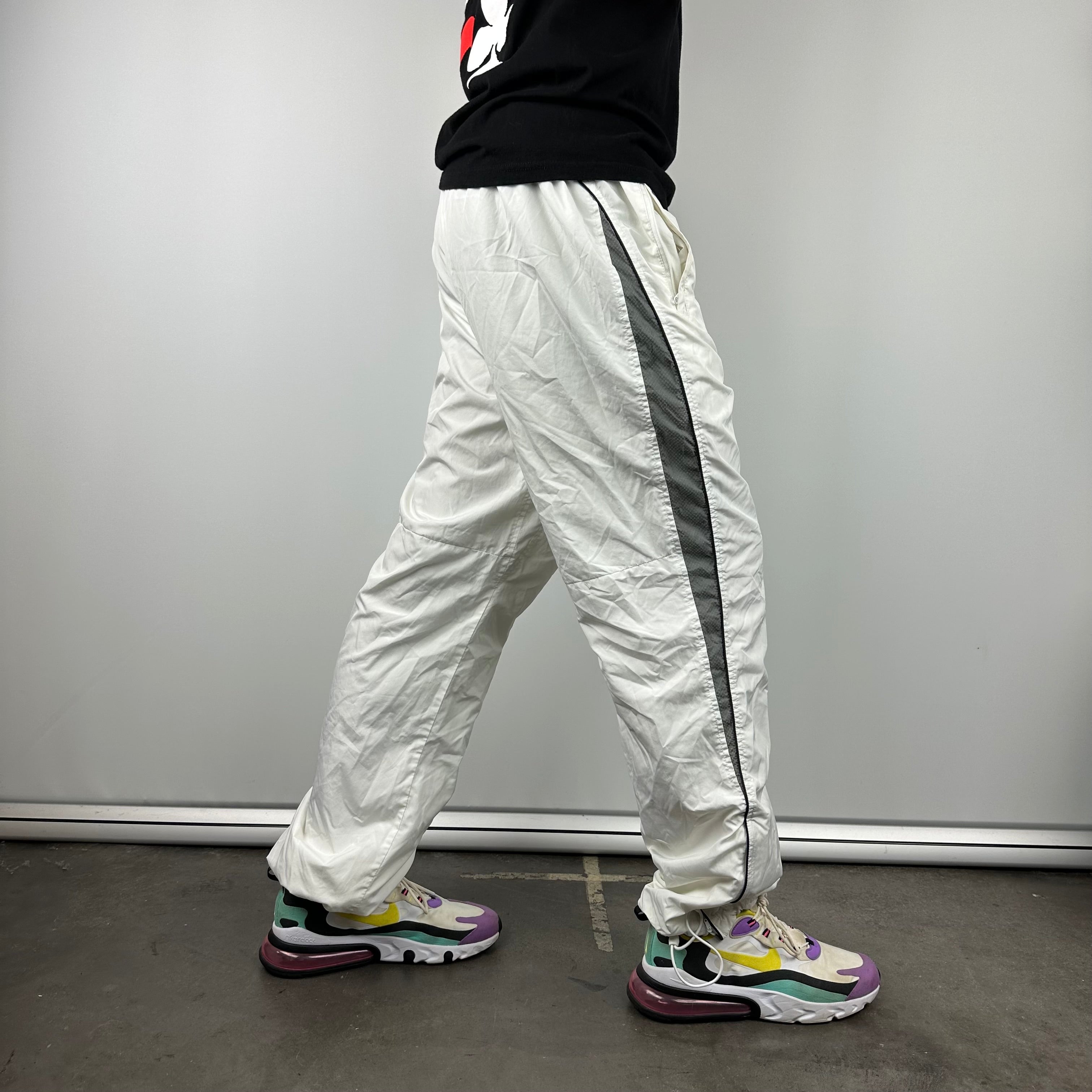 Nike White Embroidered Swoosh Track Pants (XL)