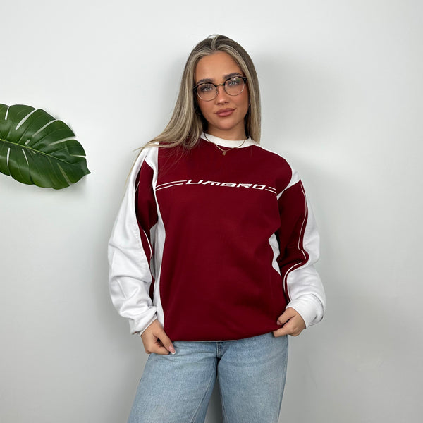 Umbro Red Embroidered Spell Out Sweatshirt (M)