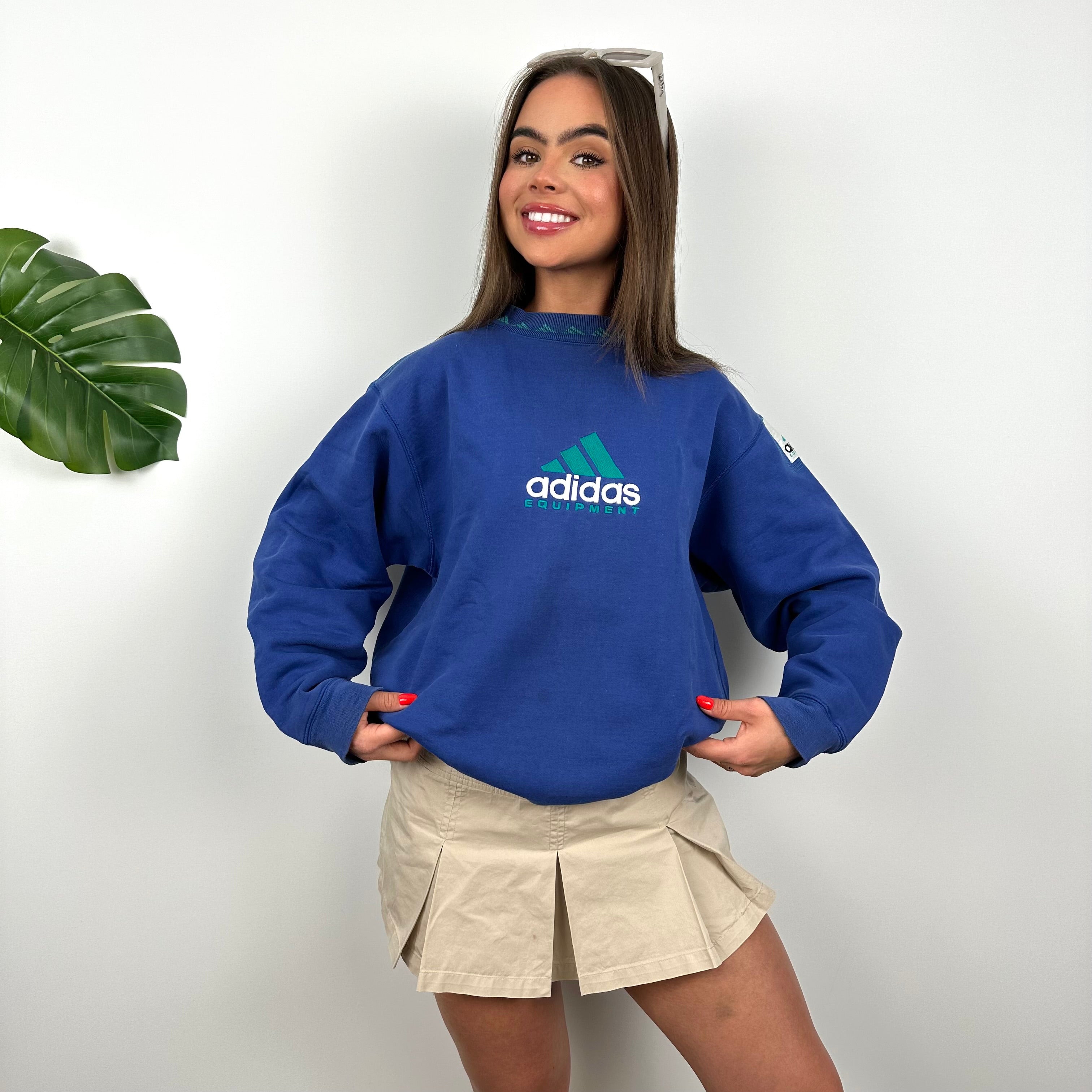 Adidas Equipment Blue Embroidered Spell Out Sweatshirt (M)