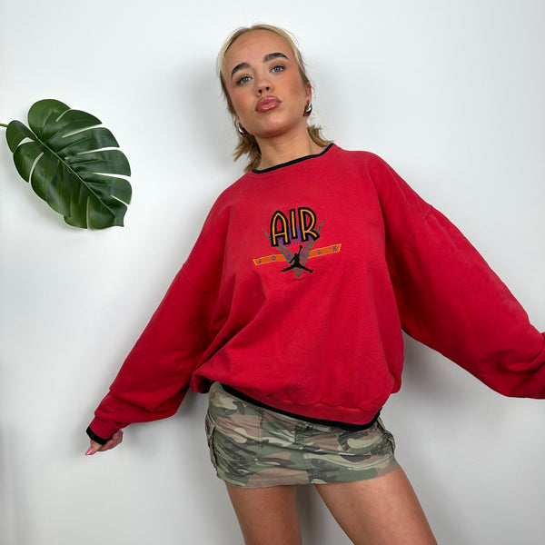 Nike x Air Jordan Red Embroidered Spell Out Sweatshirt (S)