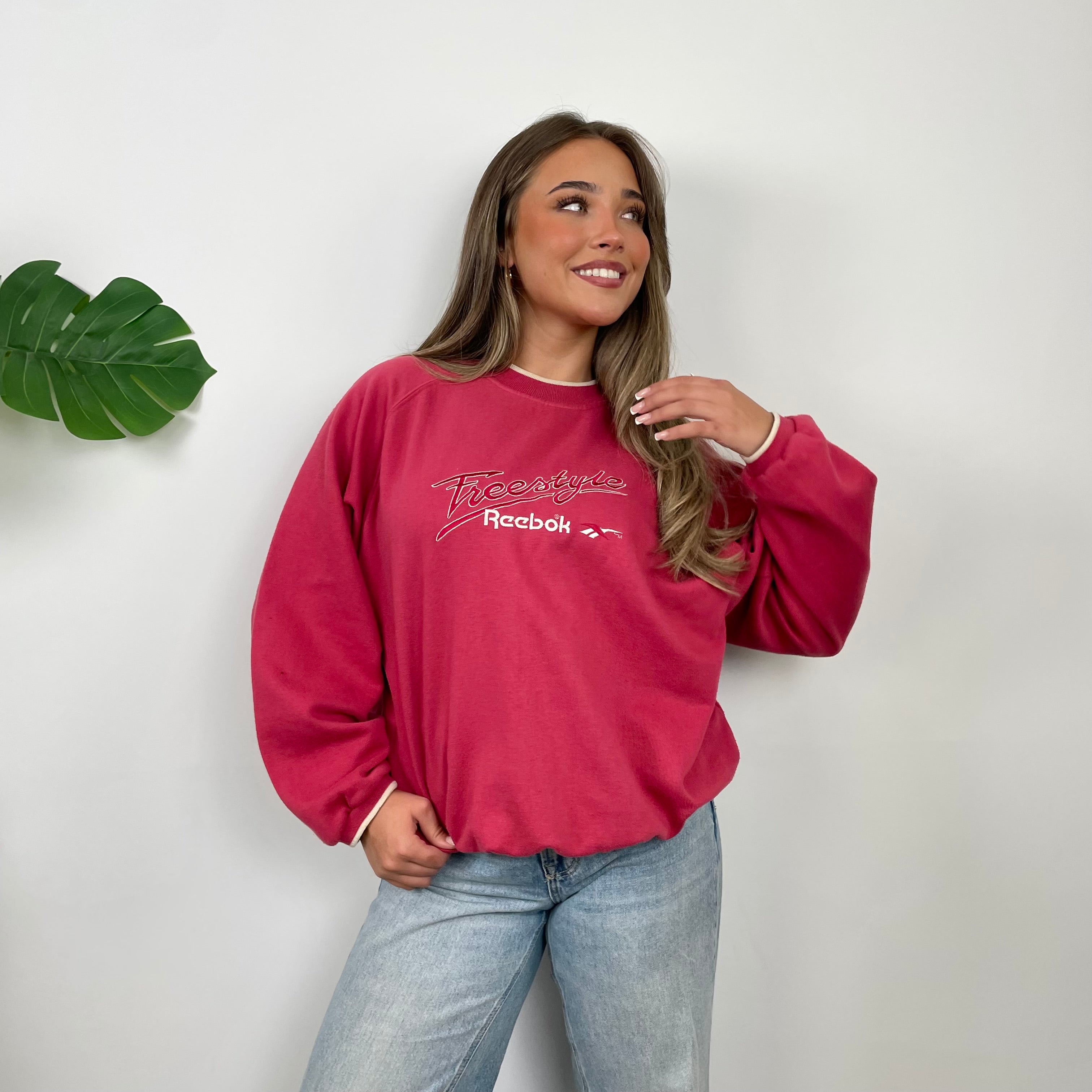 Reebok Freestyle Red Embroidered Spell Out Sweatshirt (M)