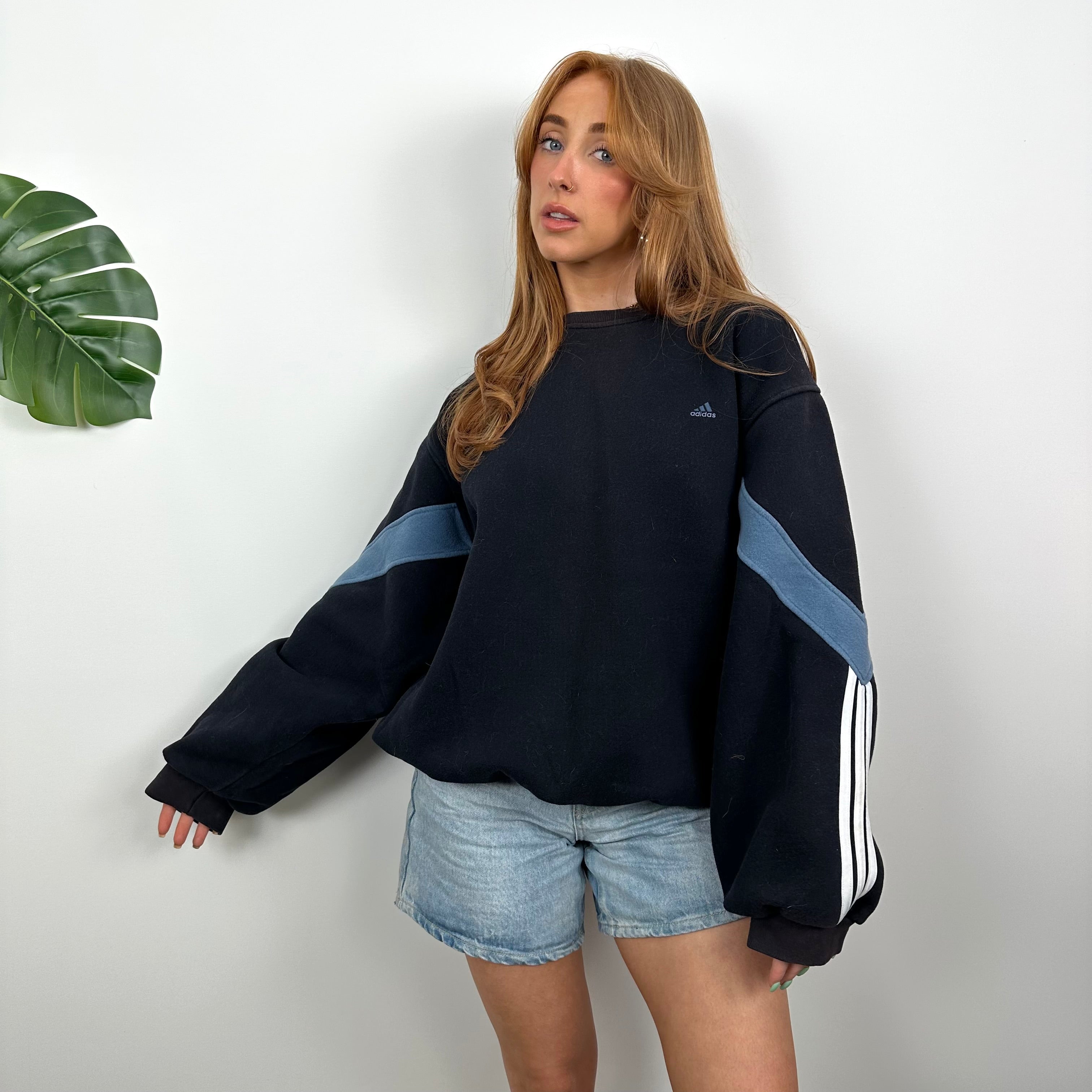 Adidas Navy Embroidered Spell Out Sweatshirt (M)