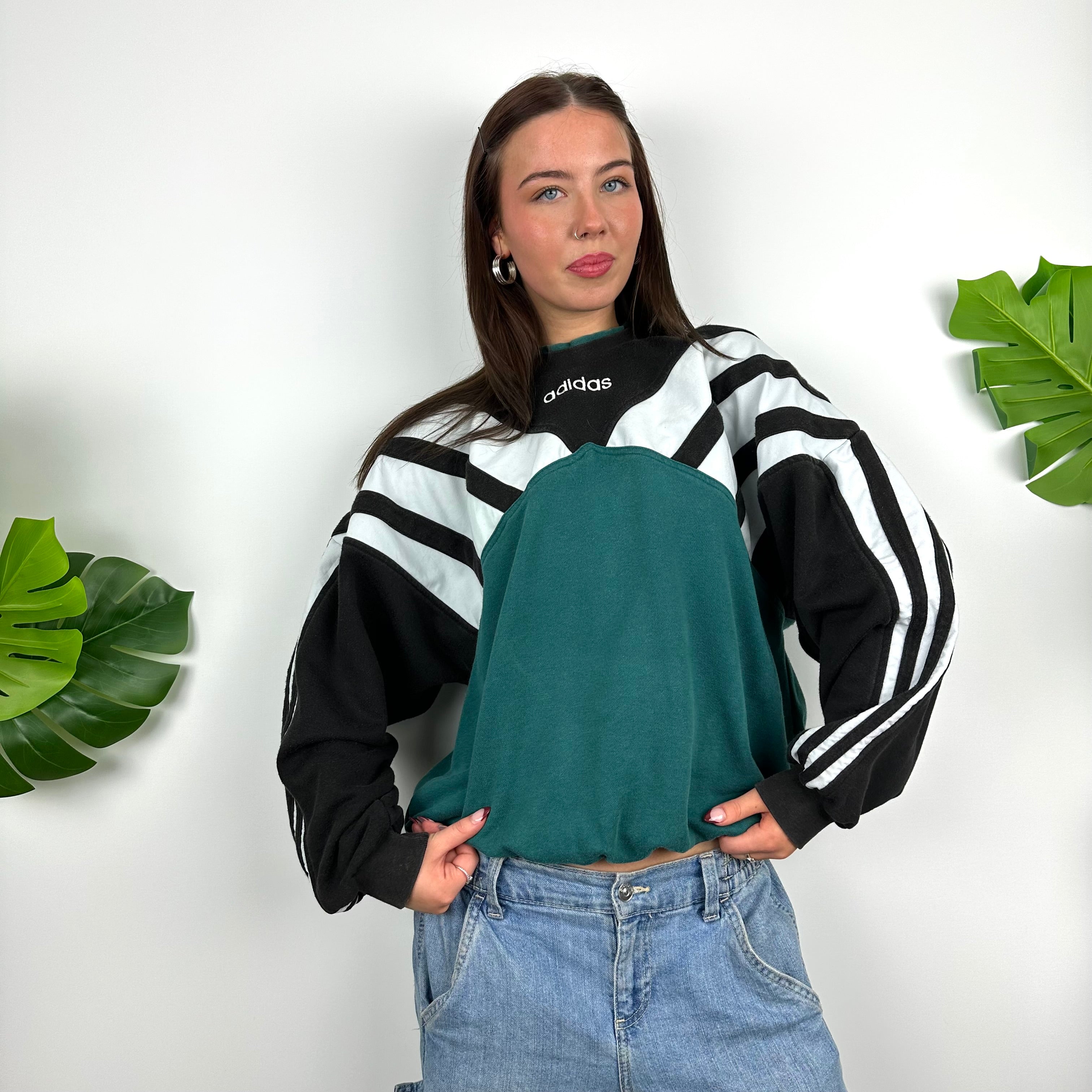 Adidas RARE Green Embroidered Spell Out Sweatshirt (M)