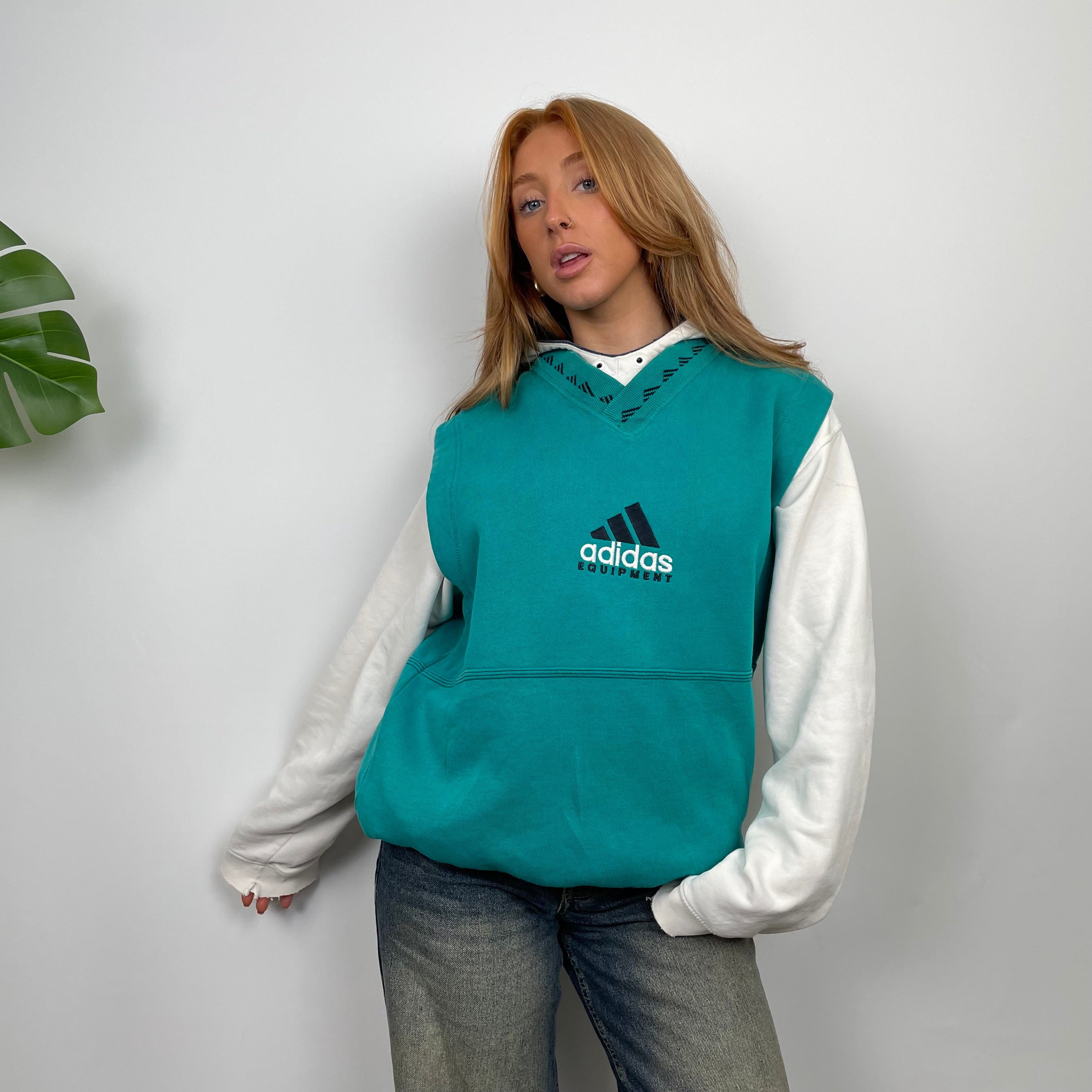 Adidas Equipment Turquoise Embroidered Logo Sweater Vest (S)