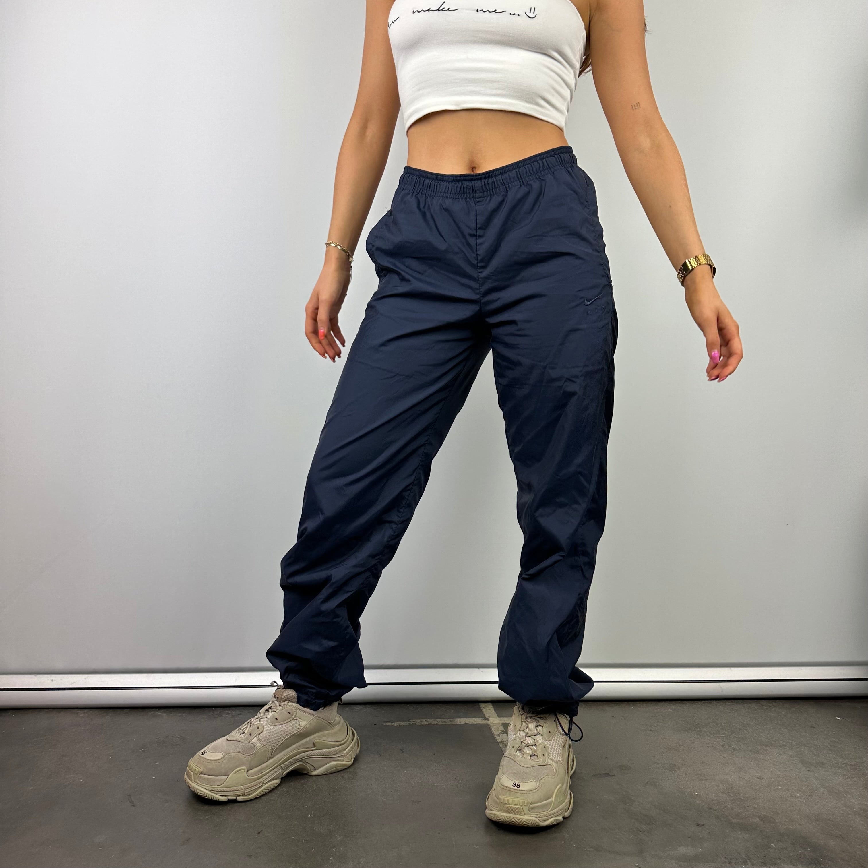Nike Air Navy Embroidered Spell Out Track Pants (S)