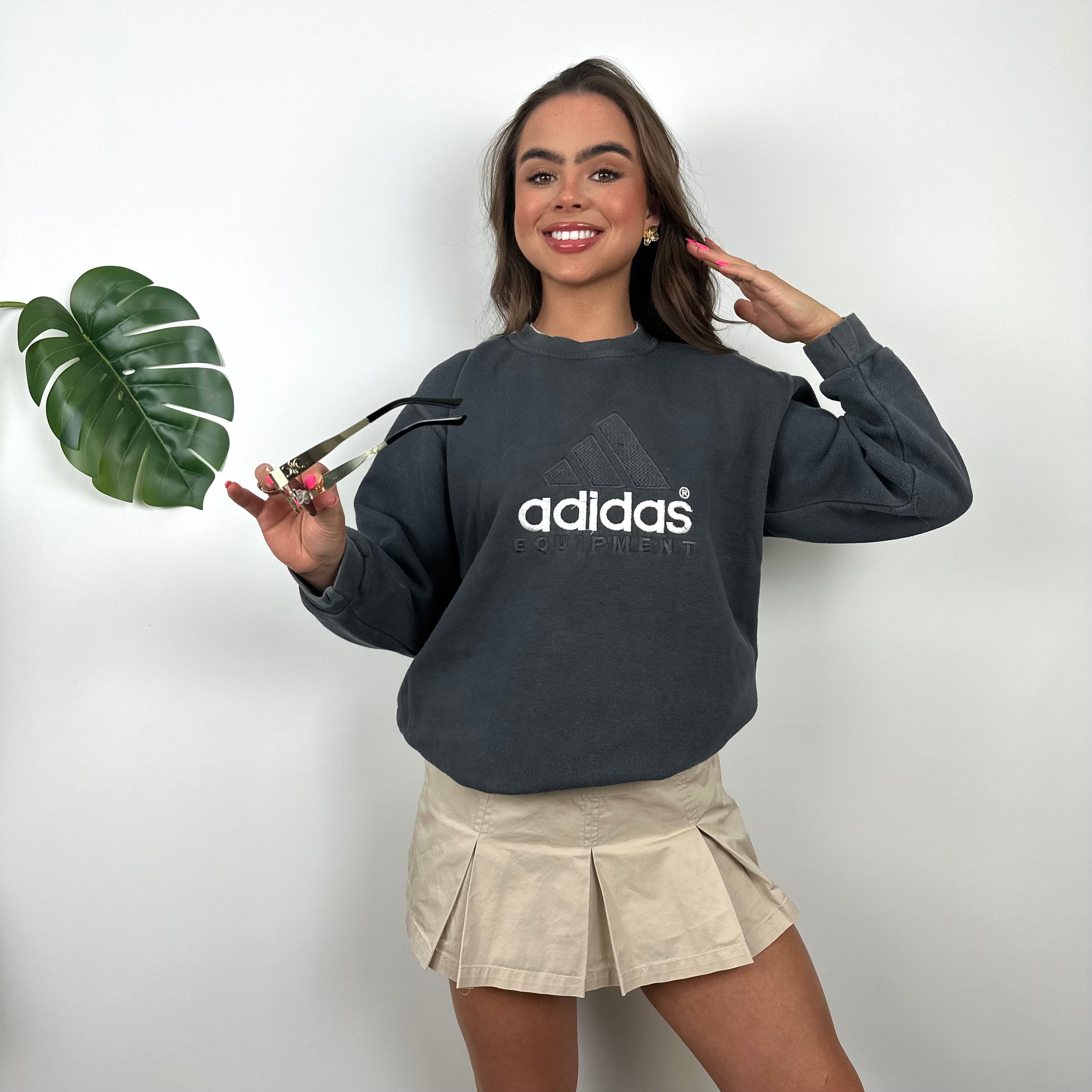 Adidas Equipment Grey Embroidered Spell Out Sweatshirt (S)