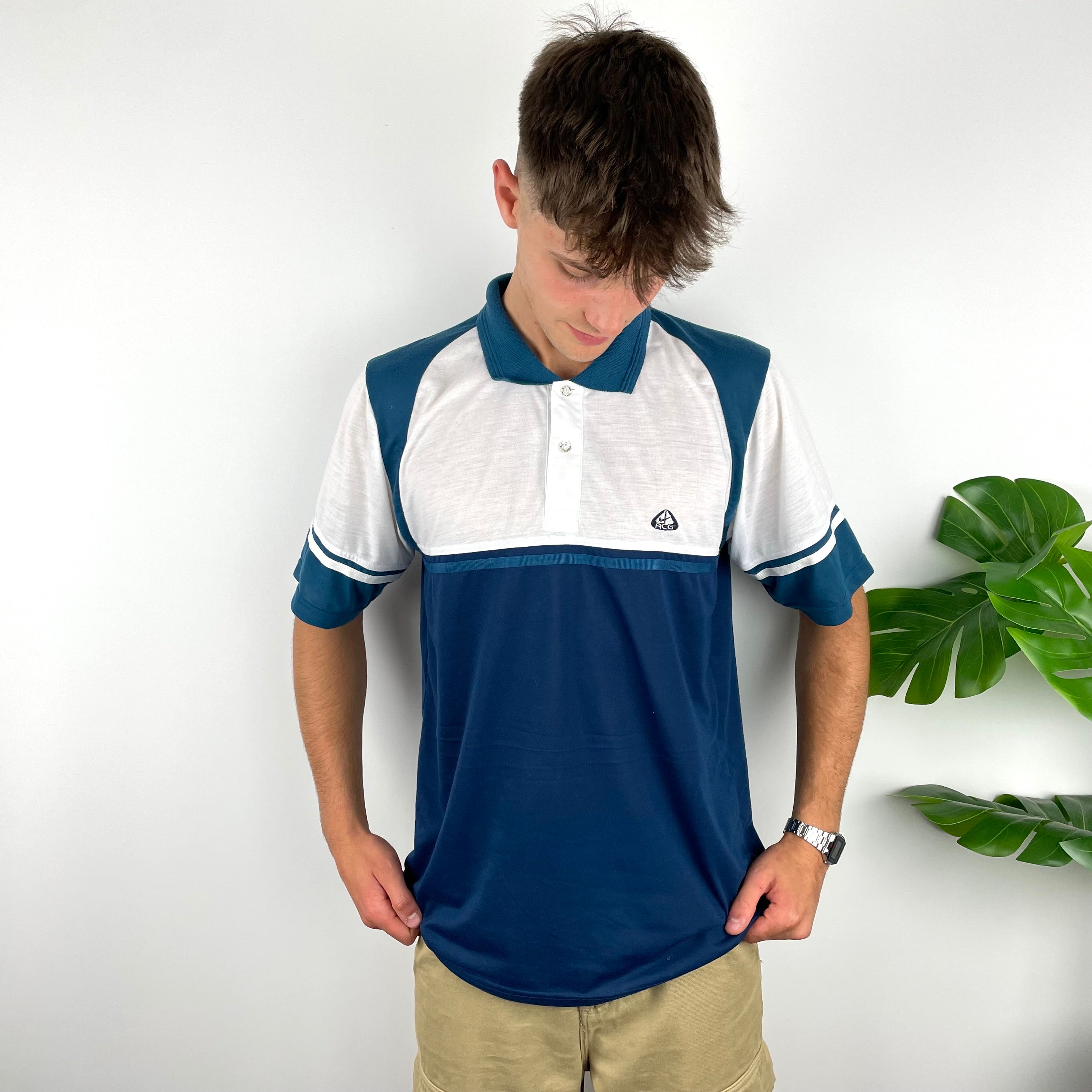 Nike ACG RARE Navy Embroidered Spell Out Polo Shirt (L)