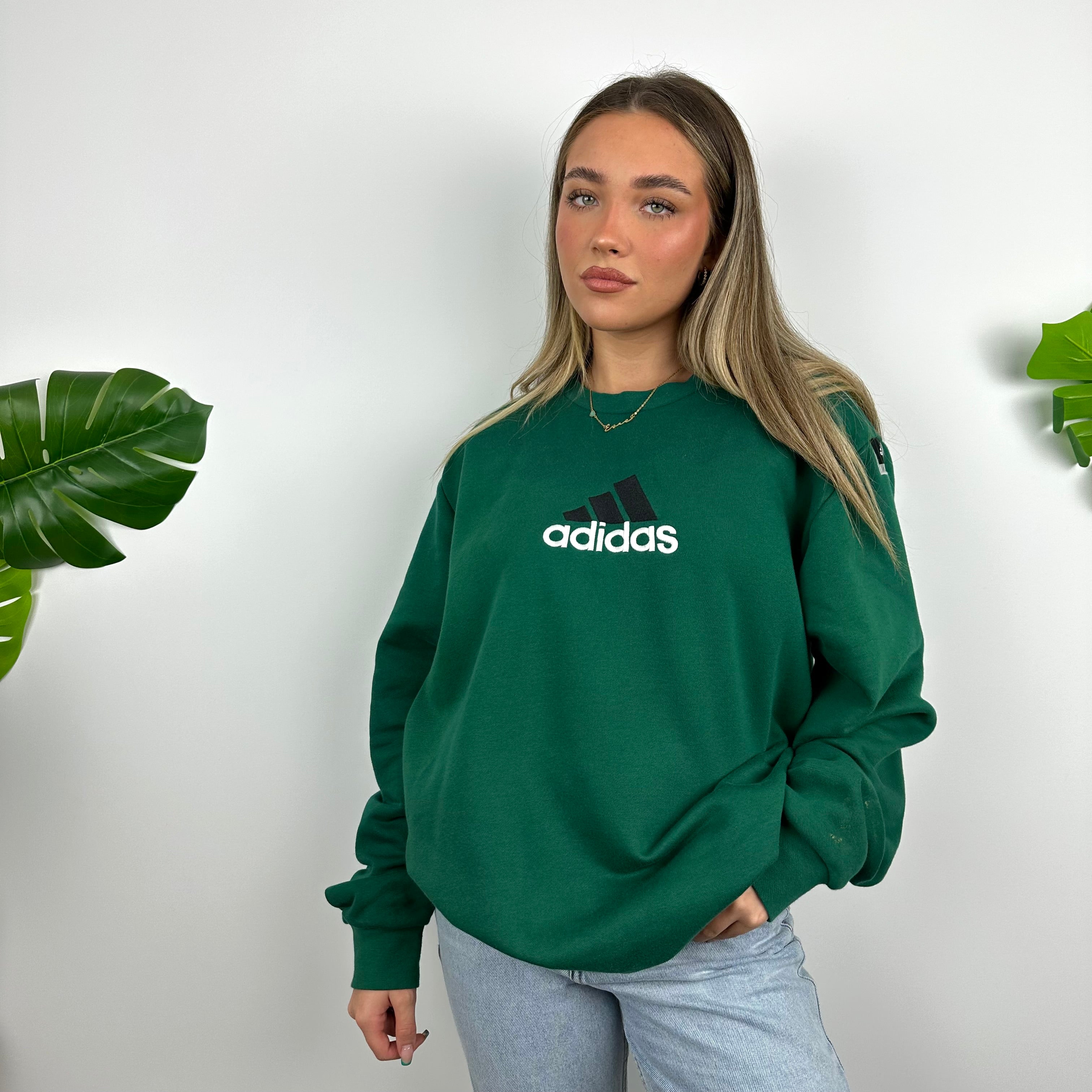 Adidas Equipment Green Embroidered Spell Out Sweatshirt (XL)