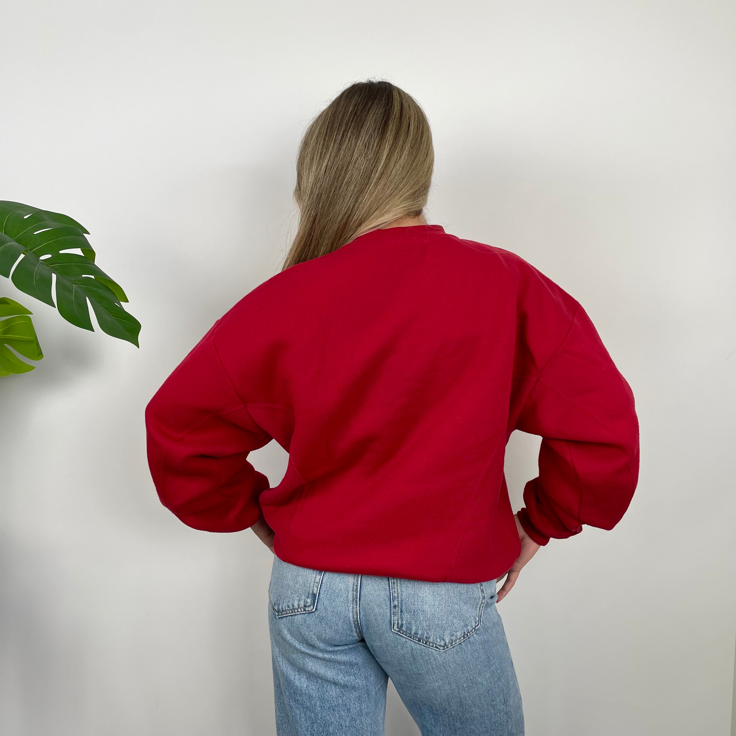 Adidas Red Embroidered Spell Out Sweatshirt (M)