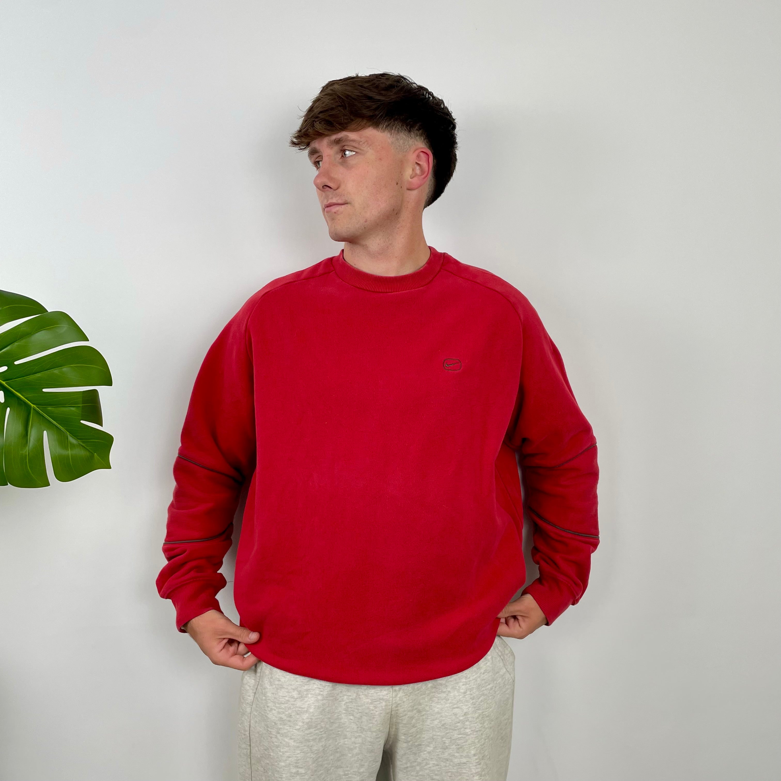 Nike RARE Red Embroidered Swoosh Sweatshirt (L)
