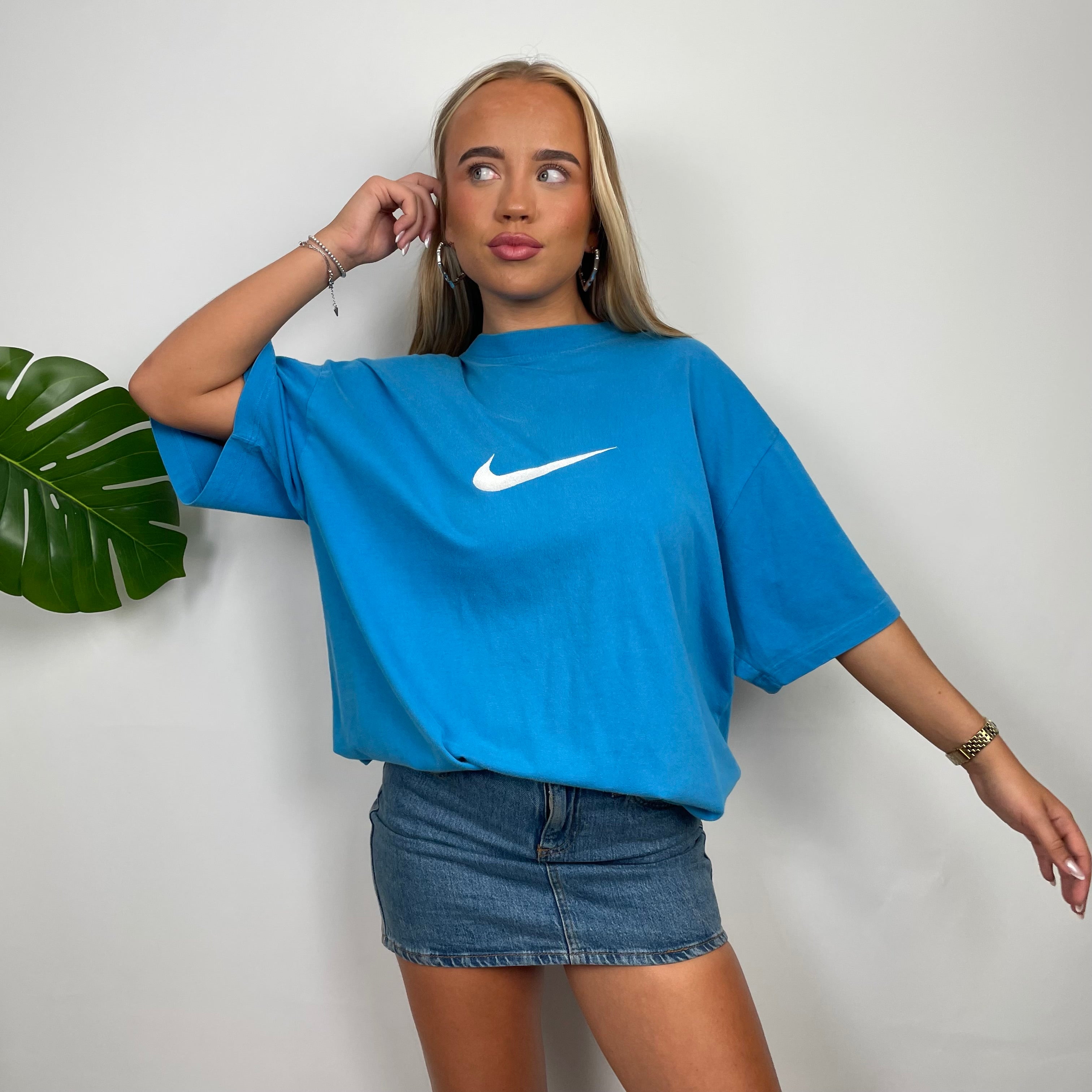 Nike Blue Embroidered Spell Out T Shirt (L)